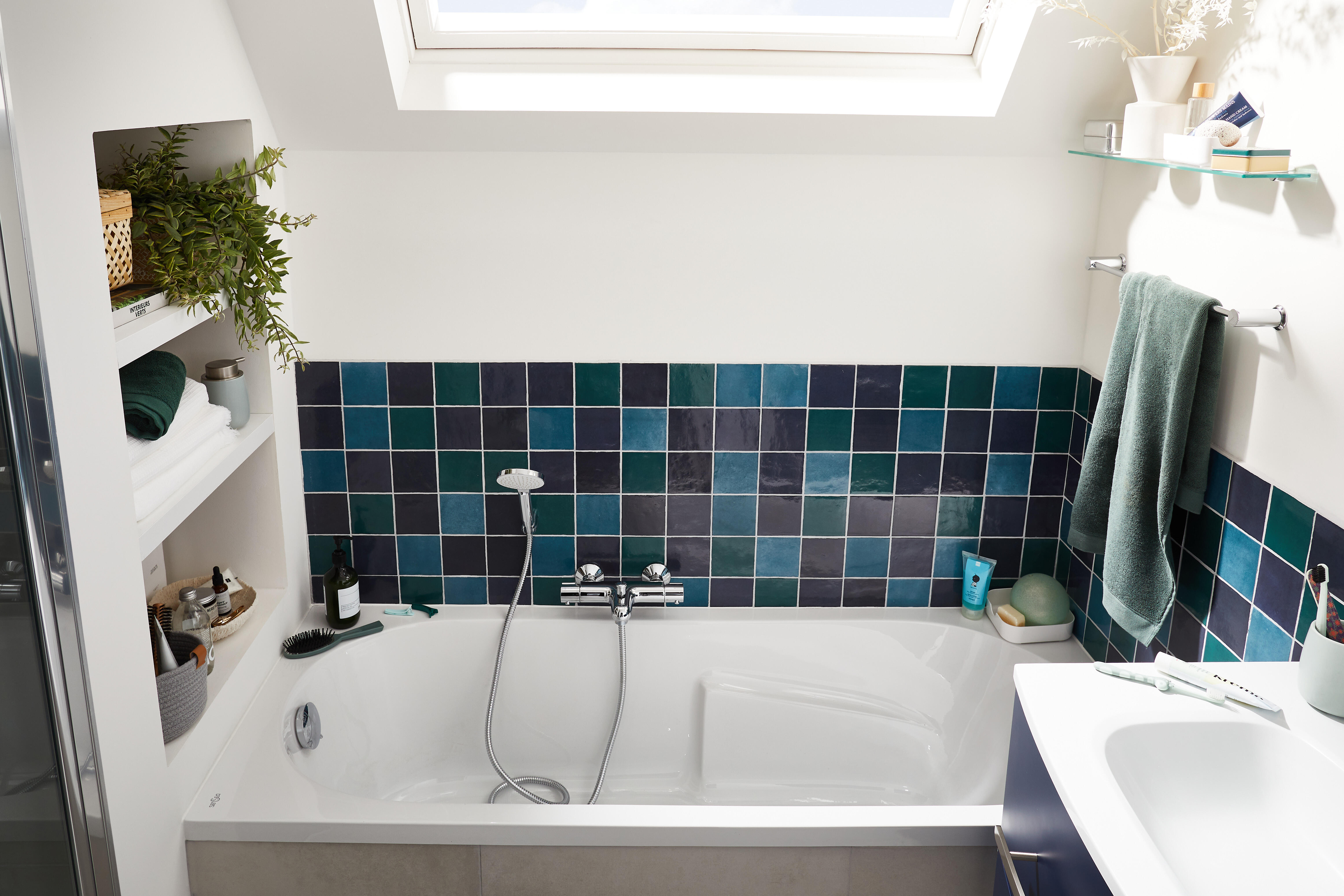 Baignoire rectangulaire L.105x l.70 cm blanc brillant, SENSEA Access confort - 4