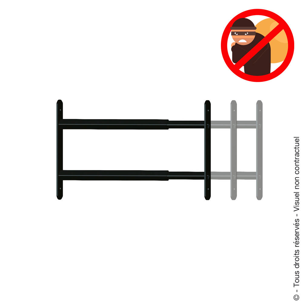 Grille de défense téléscopique 2 barreaux 55 cm à 103 cm, acier peint noir AFBAT - 3