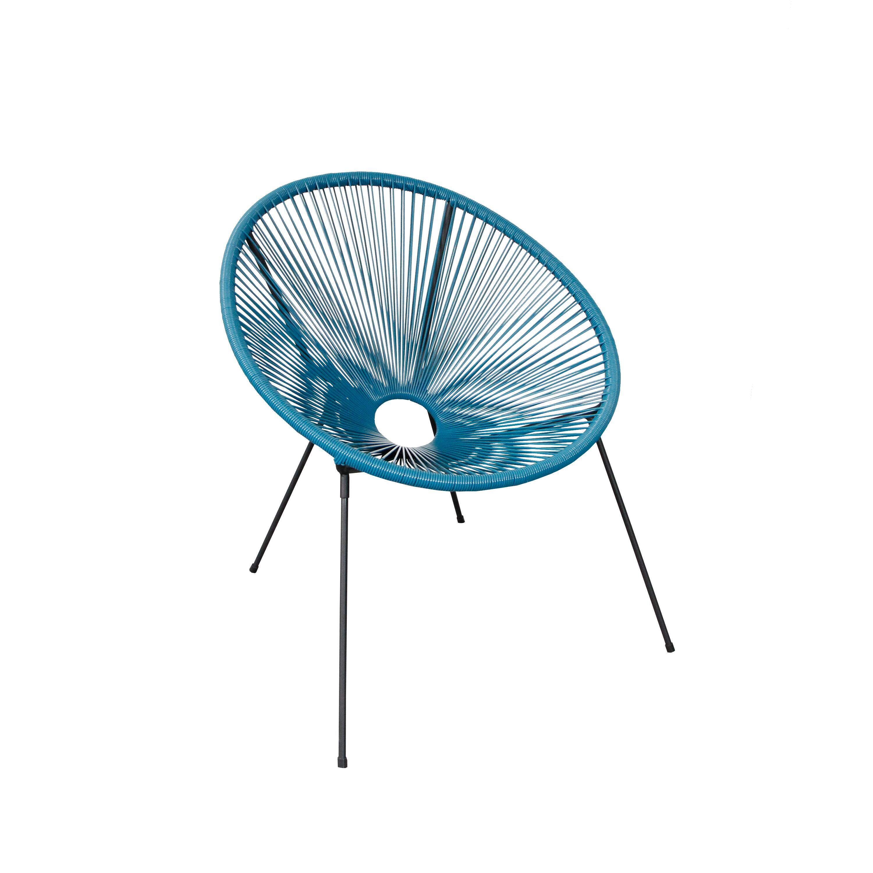 Sedia da giardino in acciaio blu Acapulco, seduta in rattan sintetico blu - 9