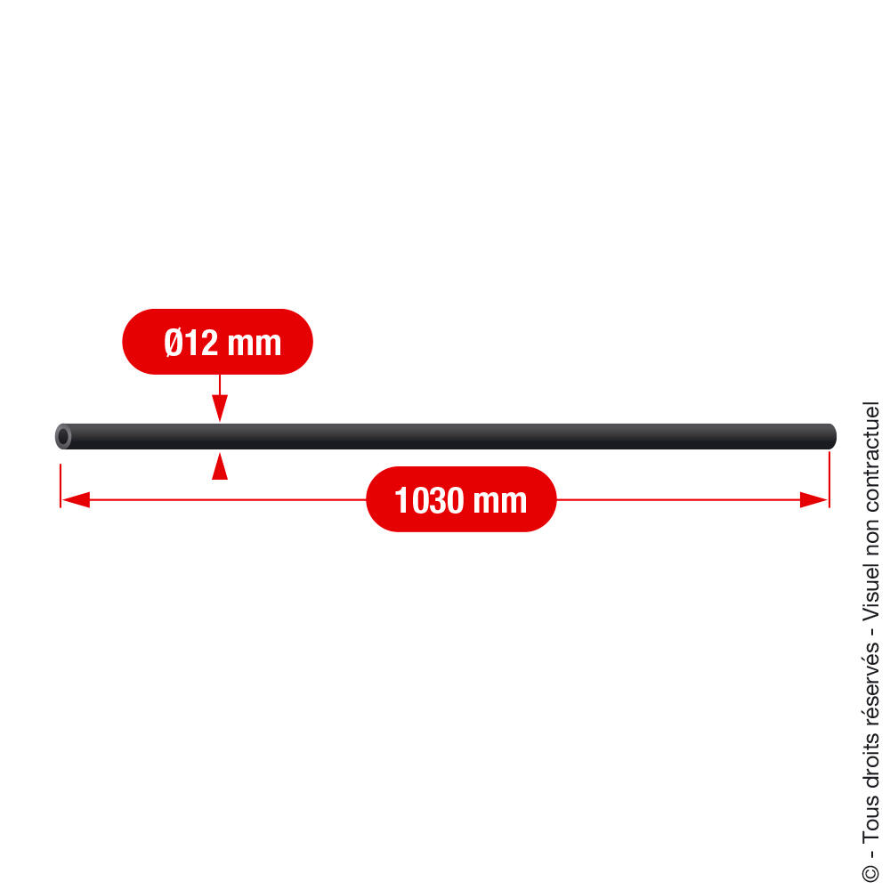 Tube sécurité pour grille défense télescopique ⌀12mm L 1.03 m, acier peint noir - 3