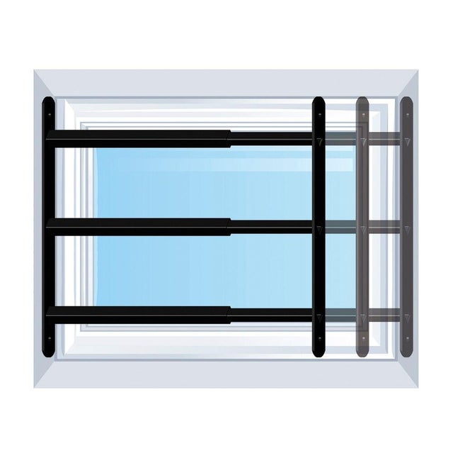 Grille de défense téléscopique 3 barreaux 99 cm à 188 cm, acier peint noir AFBAT