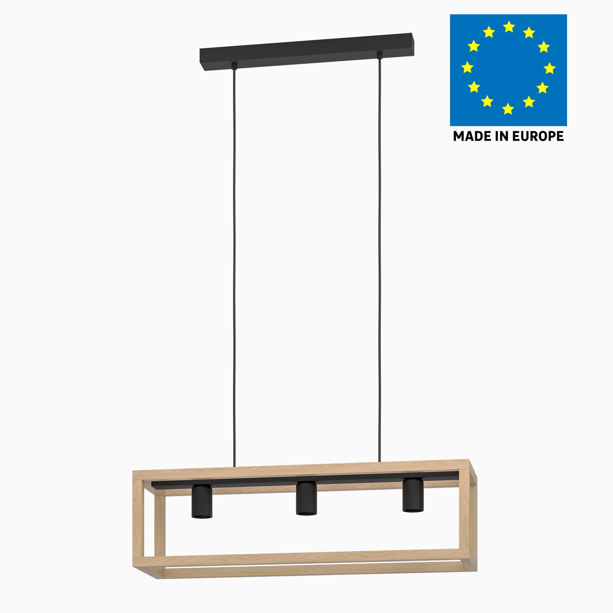 Candeeiro de teto suspenso INSPIRE ELGORT E27 3 LUZES METAL/MADEIRA PRETO - 14