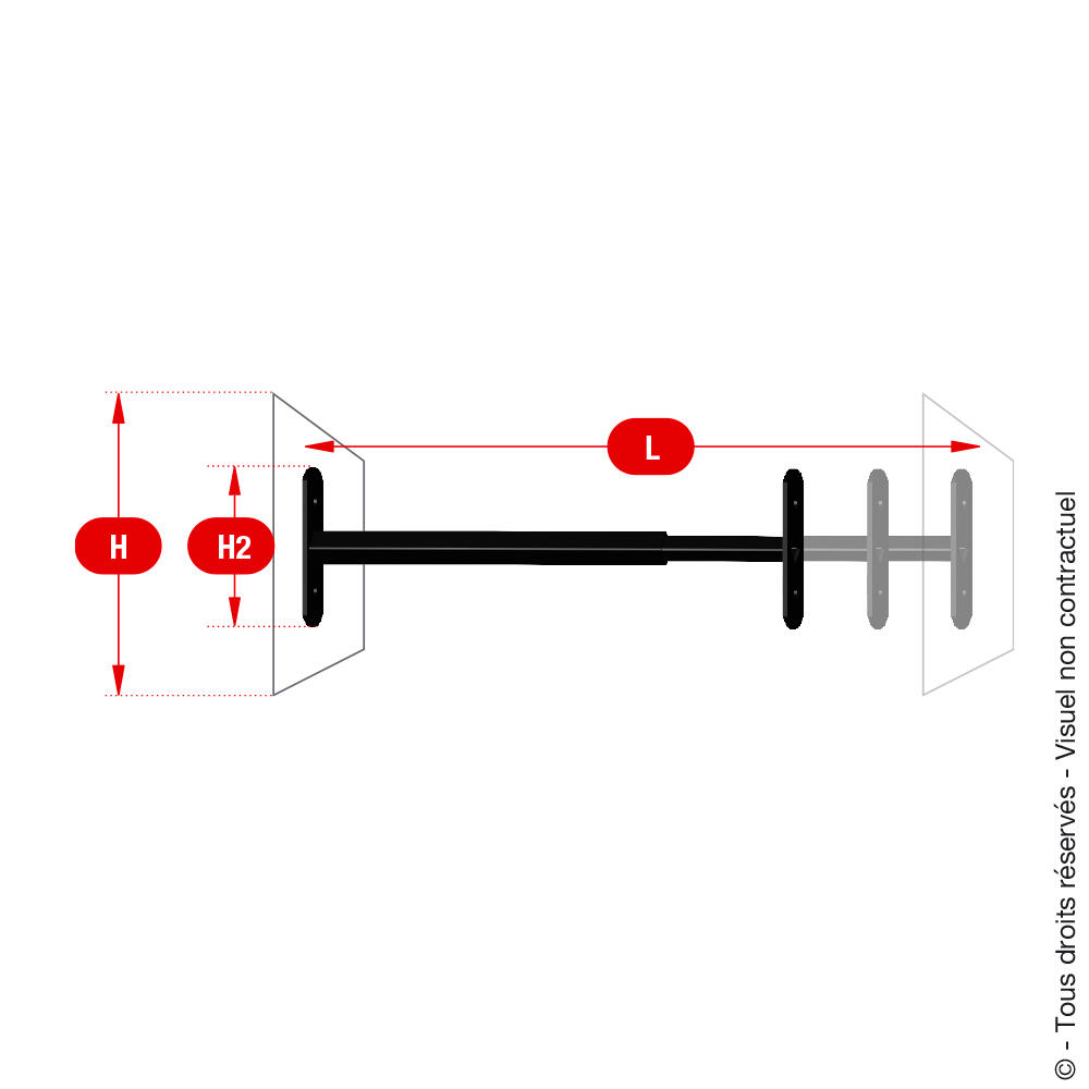 Grille de défense téléscopique 1 barreau 99 cm à 188 cm, acier peint noir AFBAT - 3