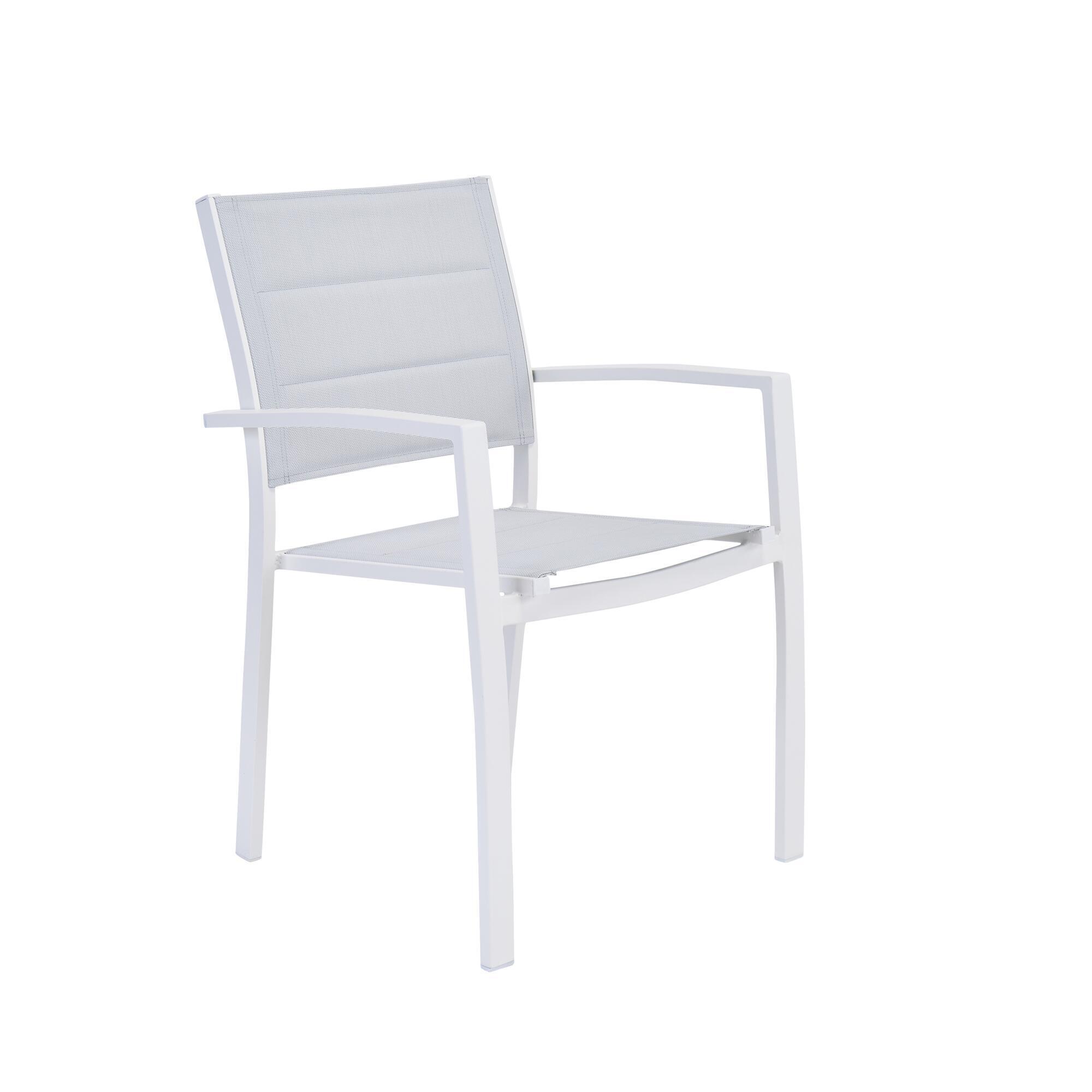 Silla de exterior de aluminio naterial orion beta ii con brazos blanca