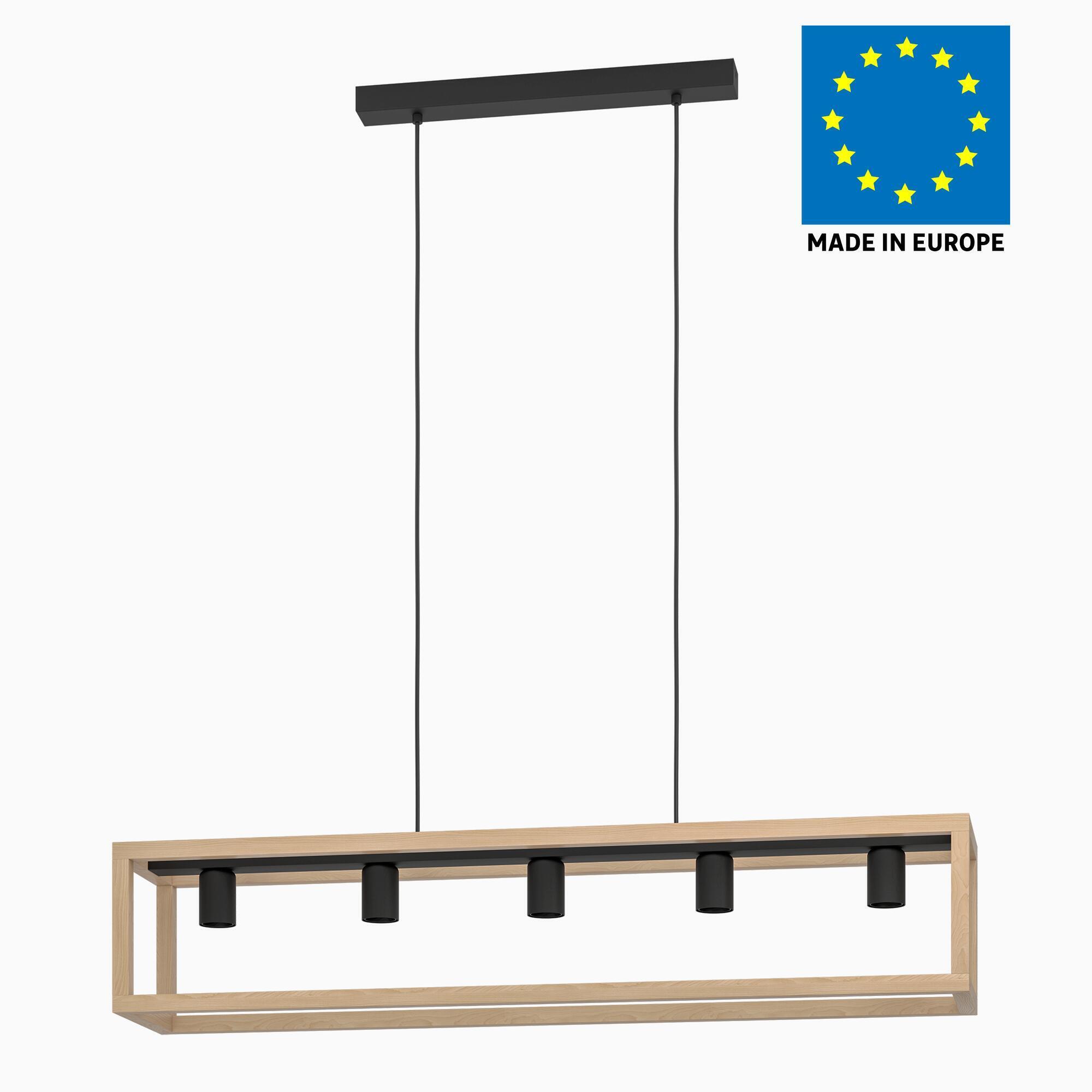 Lámpara de techo colgante de acero marrón y negro ø20 y 100 cm de ancho Elgort INSPIRE 5 luces E27. Altura máxima 110 cm - 7