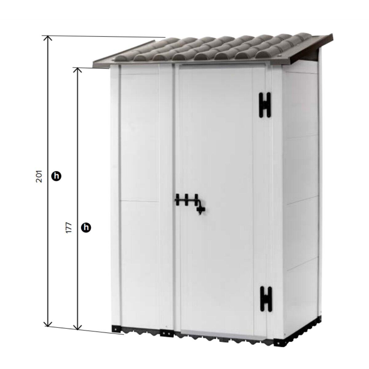 Casetta da giardino GAROFALO Urban S in PVC grigio con porta battente semplice, superficie interna 0.88 m² e spessore parete 20 mm, con pavimento - 7