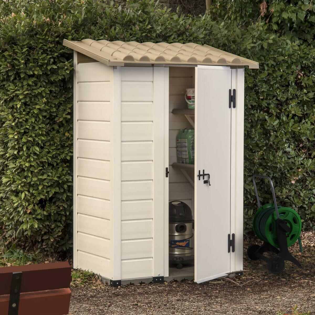 Casetta da giardino GAROFALO Urban S in PVC grigio con porta battente semplice, superficie interna 0.88 m² e spessore parete 20 mm, con pavimento - 2