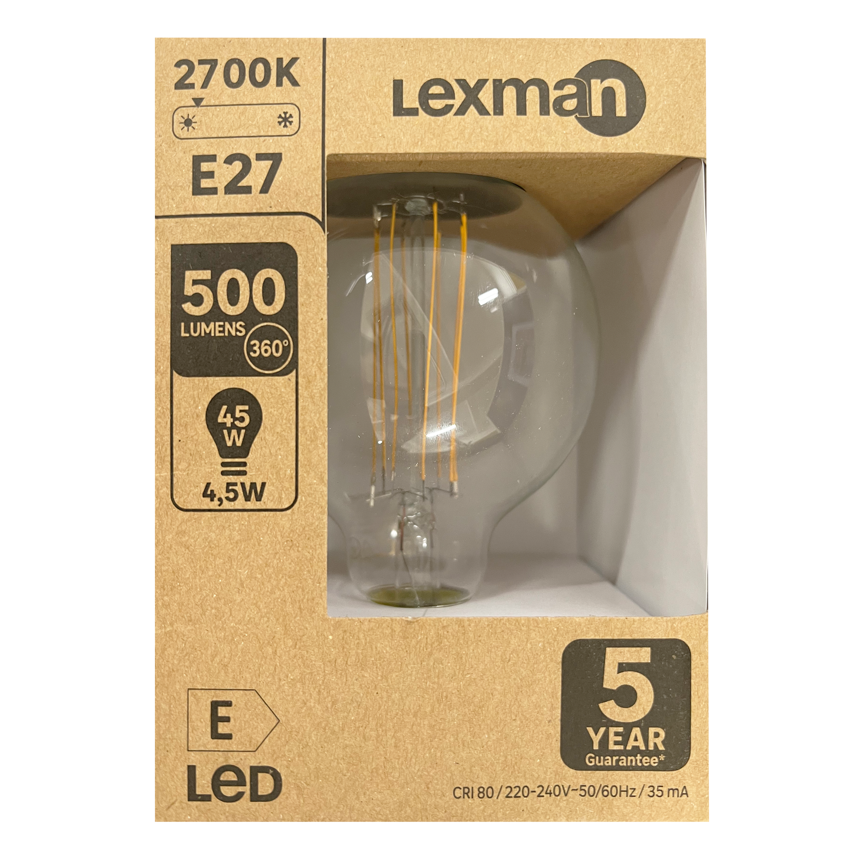Lâmpada led filamentos carbono E27 G95 500lm 2700k - 6