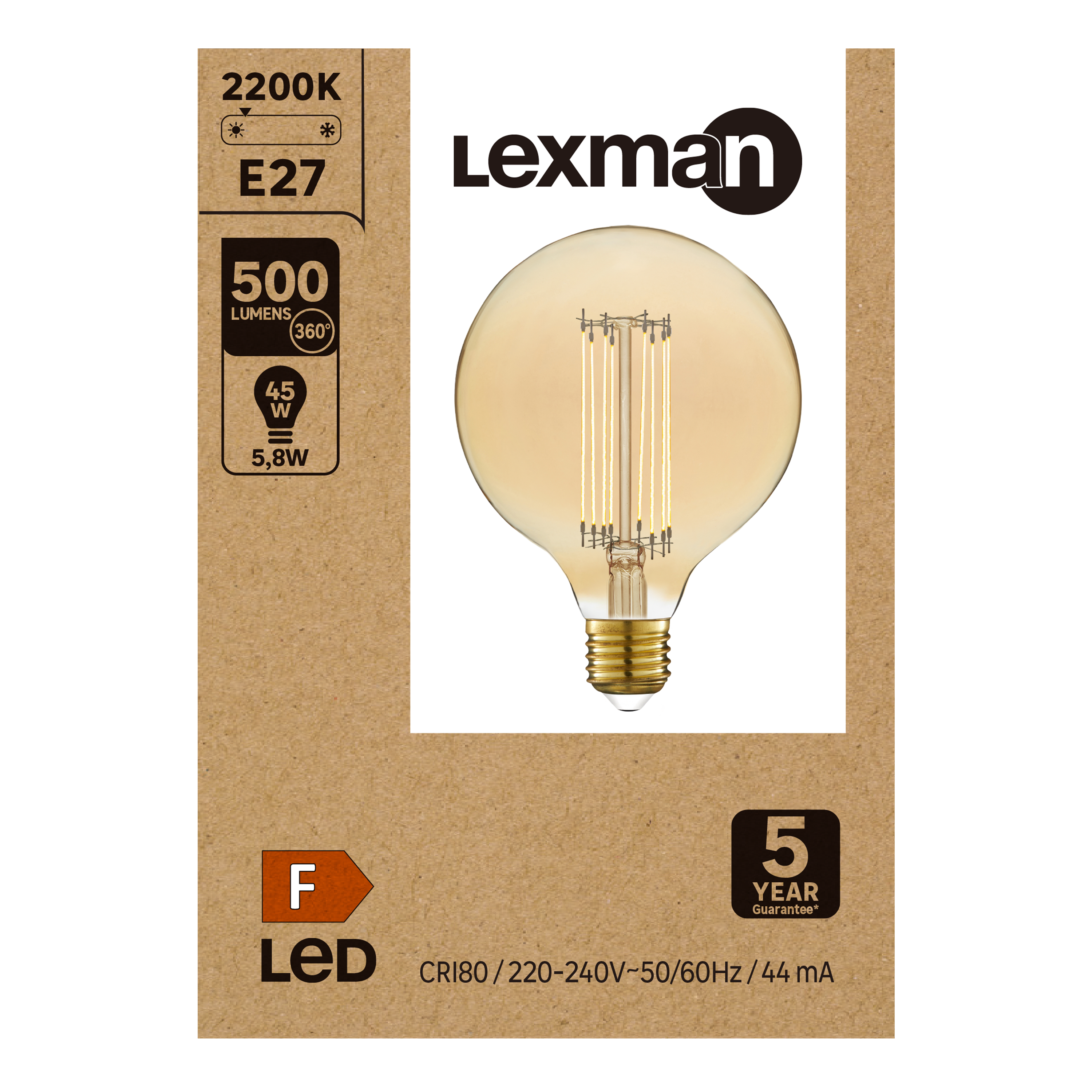 Lâmpada led led filamentos carbono g125 e27 500lm 2200k - 8