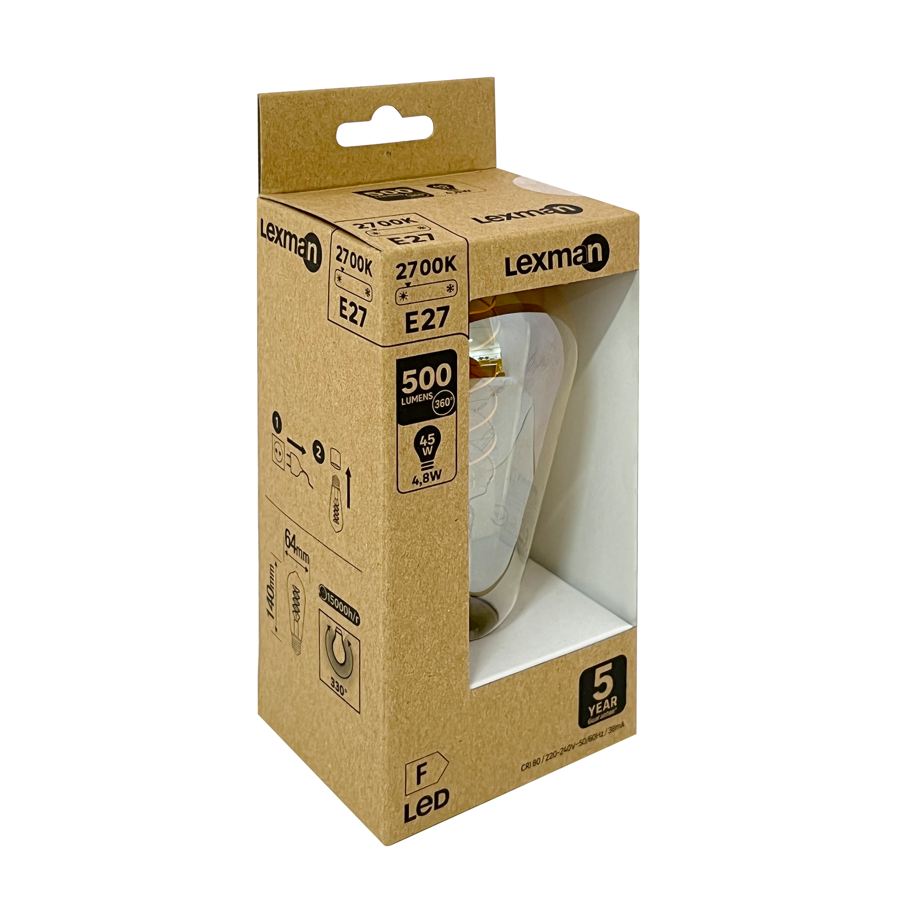 Lâmpada led led filamentos carbon e27 500lm 2700k - 6