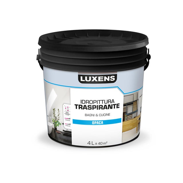 Pittura per interni per parete e soffitto traspirante LUXENS Bagni&Cucine bianco opaco 4 L