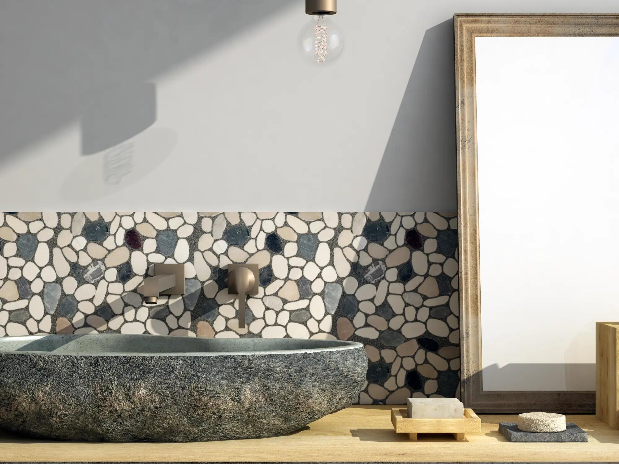 Mosaico in pietra Sassi multicolore opaco L 30 x L 30cm x Sp. 8 mm - 2