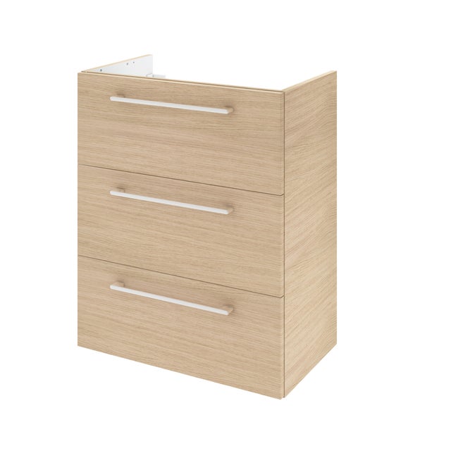 Meuble sous-vasque 3t L.60cm x H.73cm x P.33cm effet chêne naturel Remix