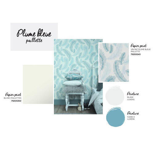 Papier peint plumes et peinture claire pour la chambre - 1