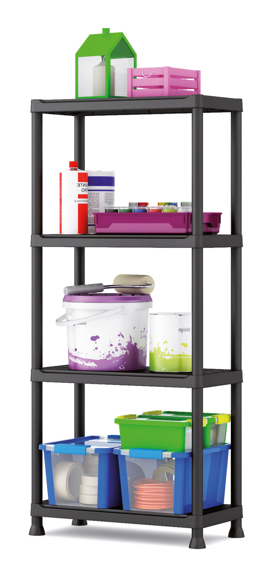 Estante em PVC preto 4 prateleiras 135x60x30 cm 100 kg Spaceo Dark - 10