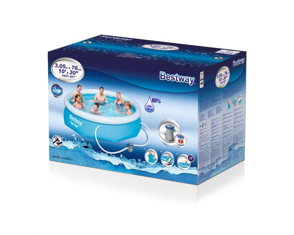 Piscina hinchable de PVC redonda de ø3,05x0.76 m con depuradora de cartucho BESTWAY - 4
