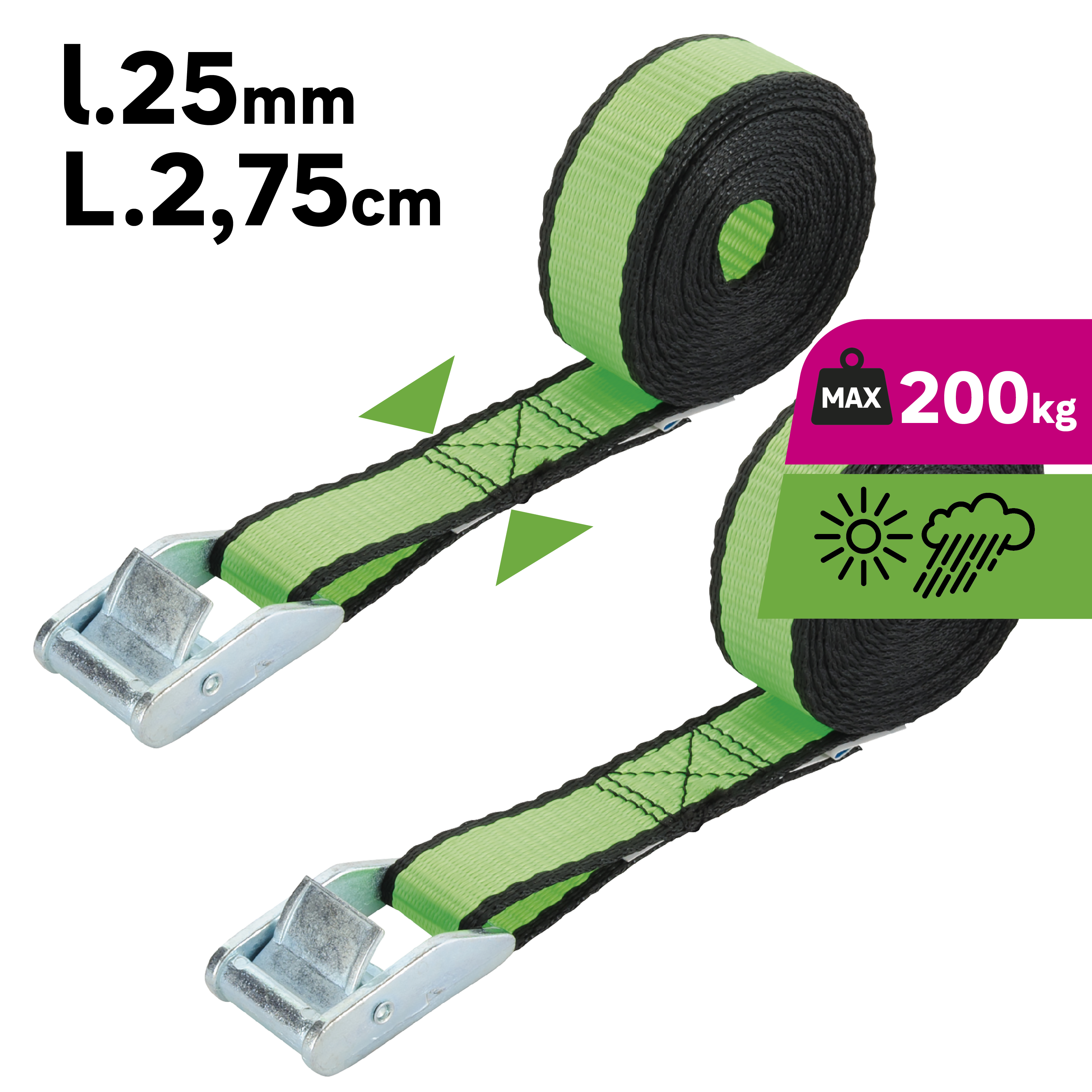 Pas transportowy 25 mm x 2.75 m 200 kg 2 szt. z klamrą - 8
