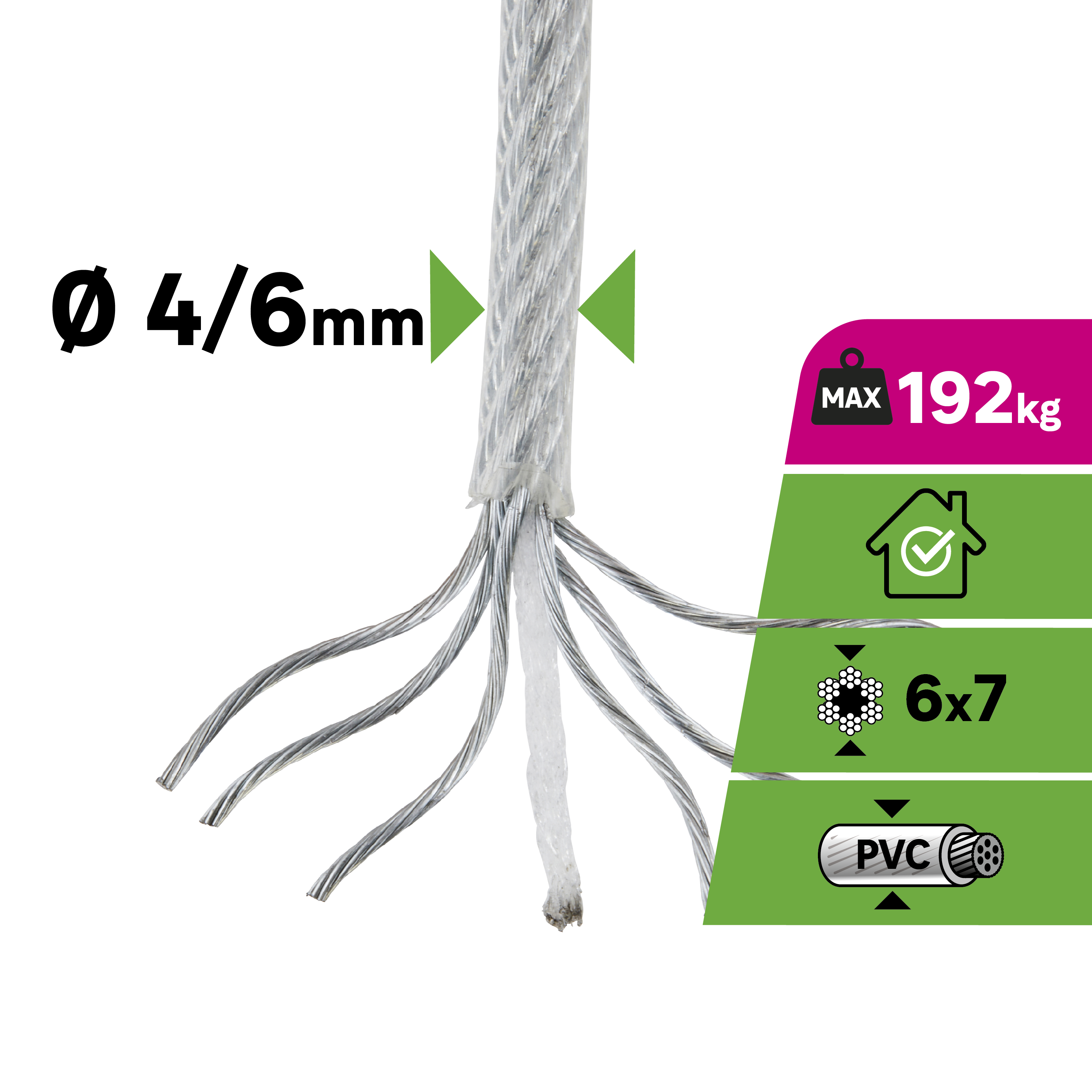 Câble gainé acier STANDERS, Diam.6 mm x L.10 m - 4