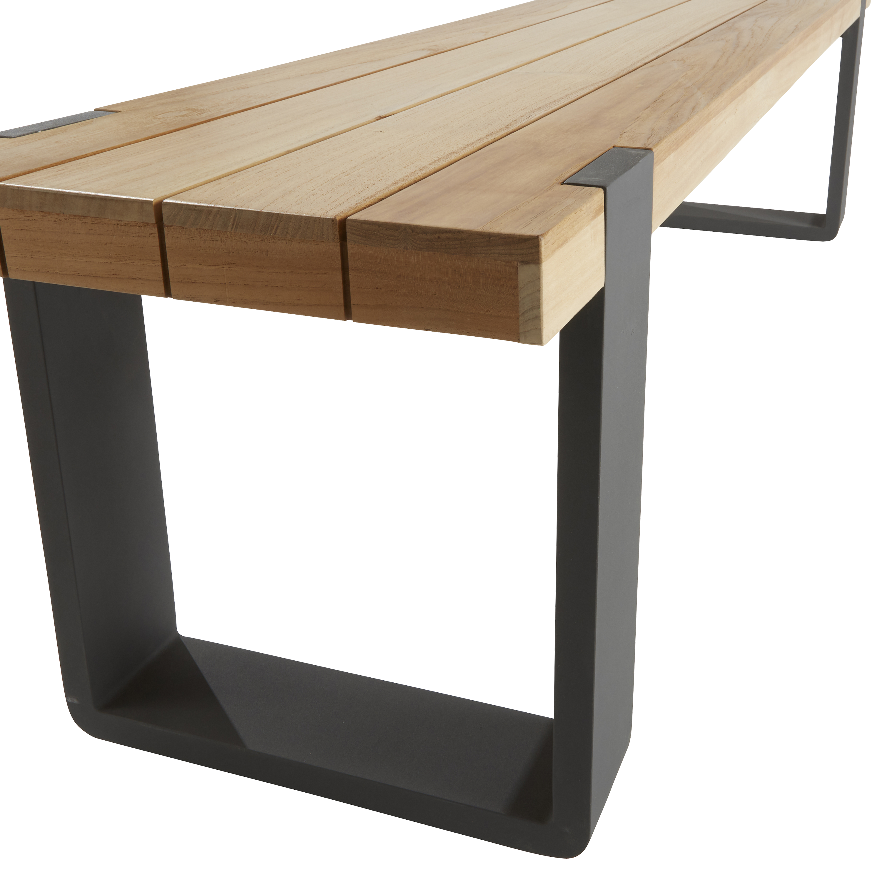 Panca da giardino in alluminio grigio Bermeo NATERIAL, 3 posti, seduta in legno - 10