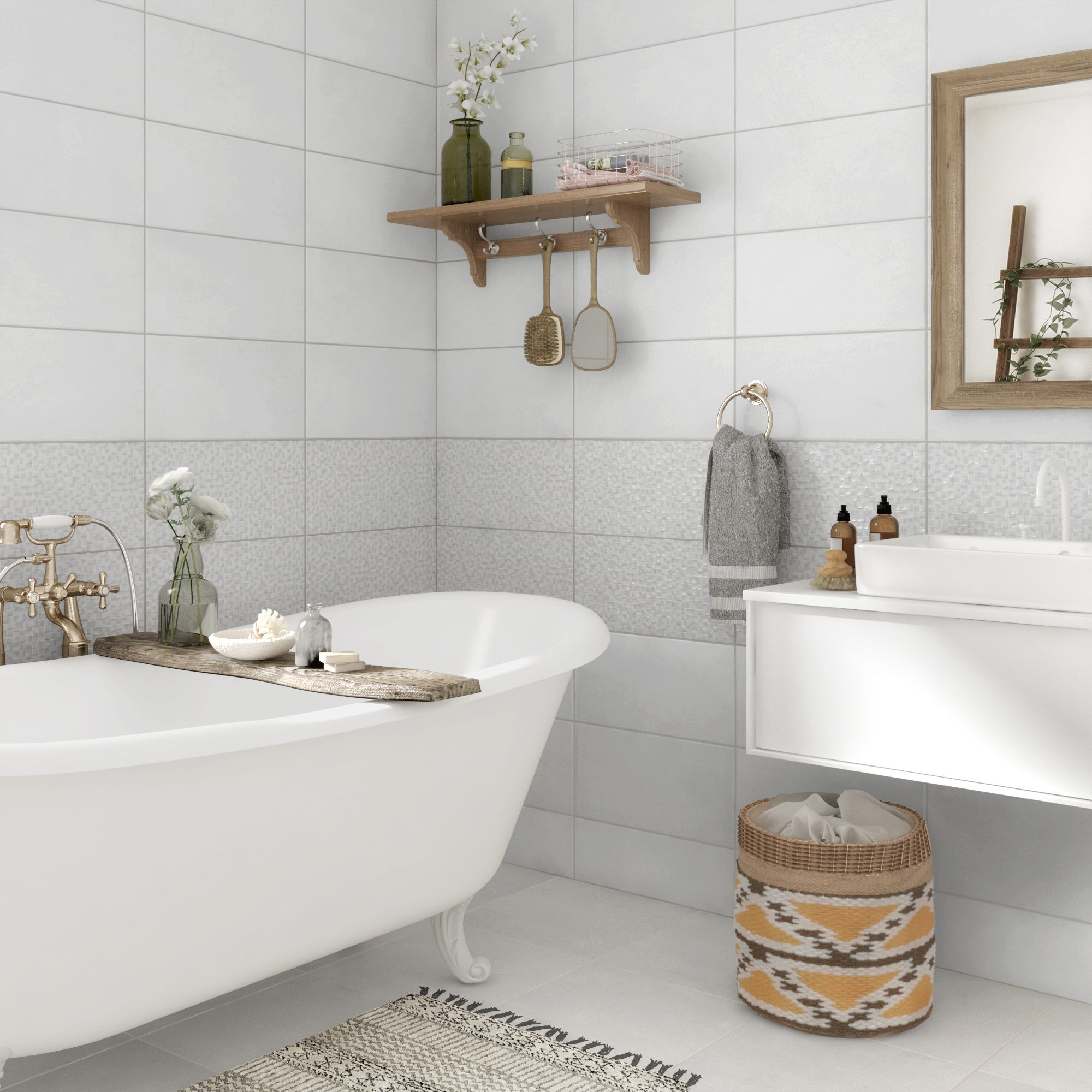 Revestimento cerâmico Artens Tone Decor Pearl Light 25x50 cm - 2