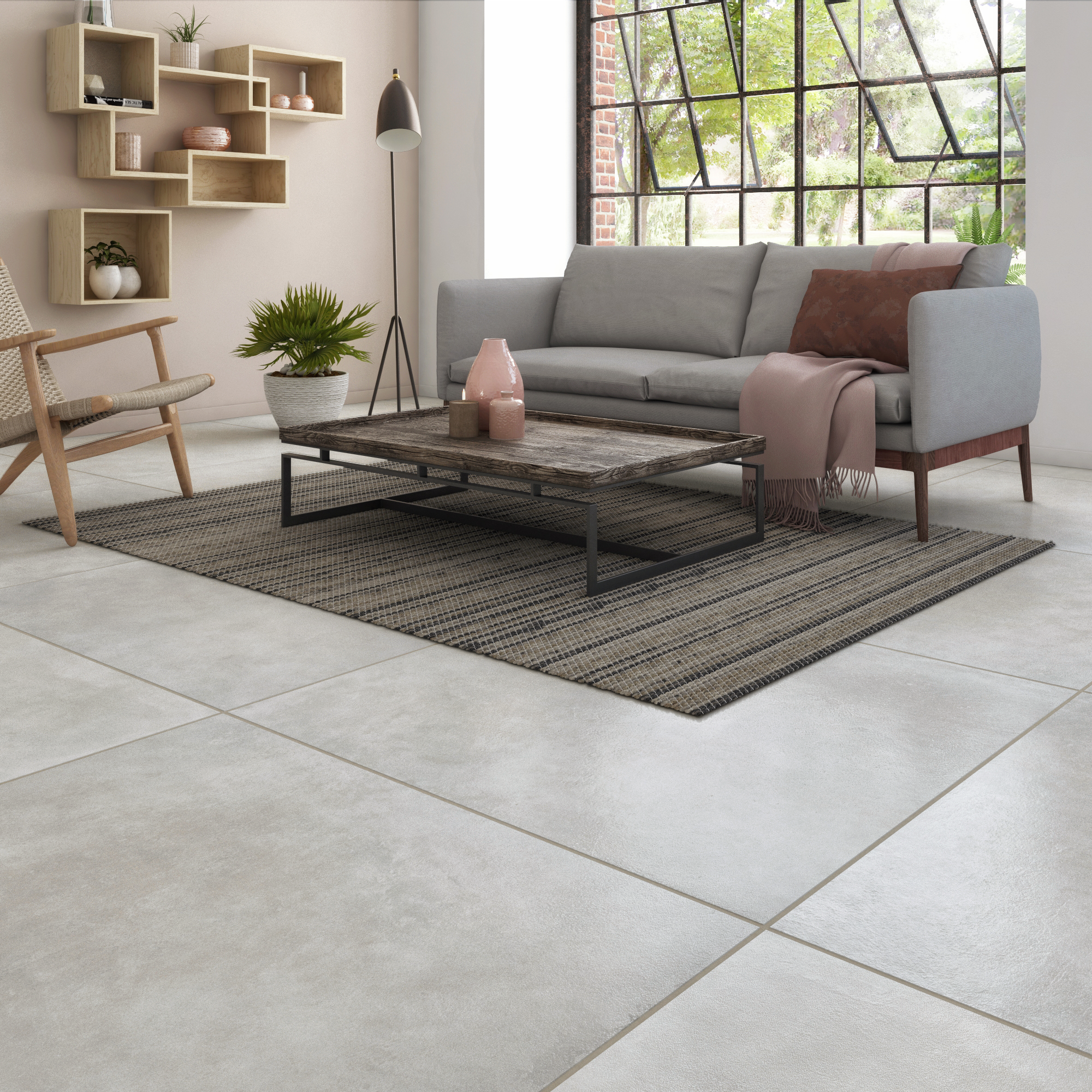 Suelo porcelánico tone efecto cemento perla 100x100 cm c1 artens