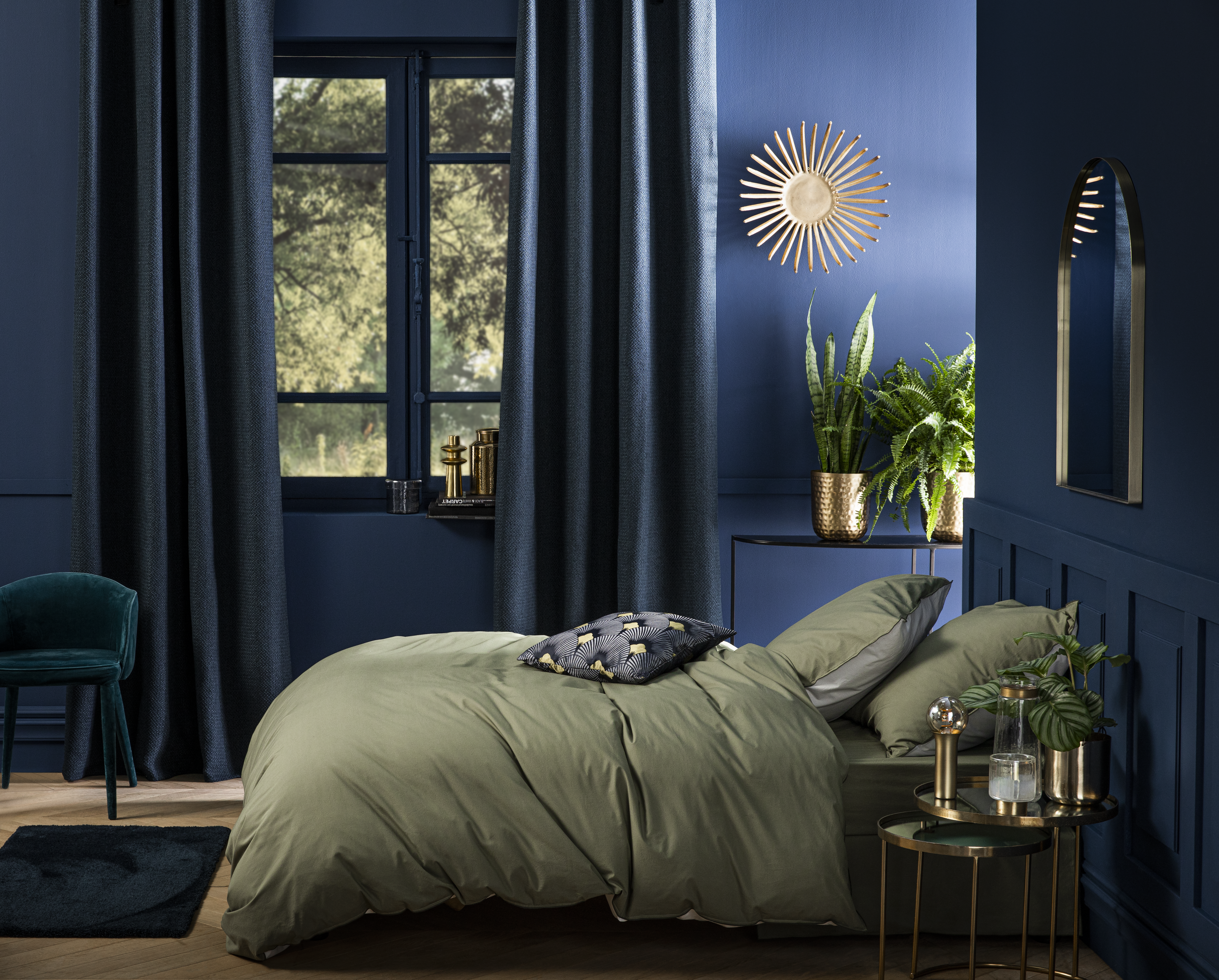 Alfombra  poliéster tejido plano INSPIRE Tony  azul  lavable en lavadora 80x150cm - 12