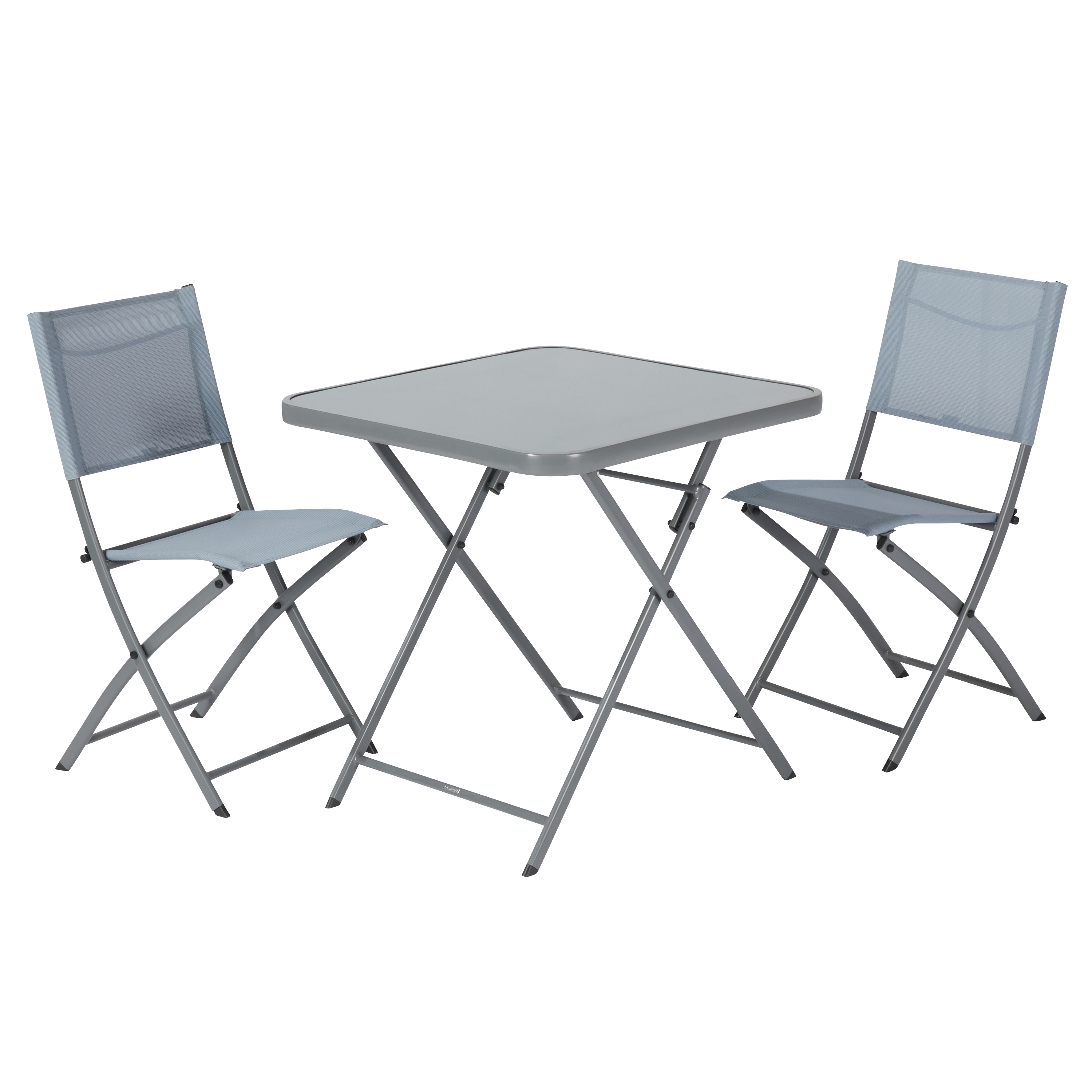 2 cadeiras de jardim em aço azul com mesa de jardim, material emys - 1