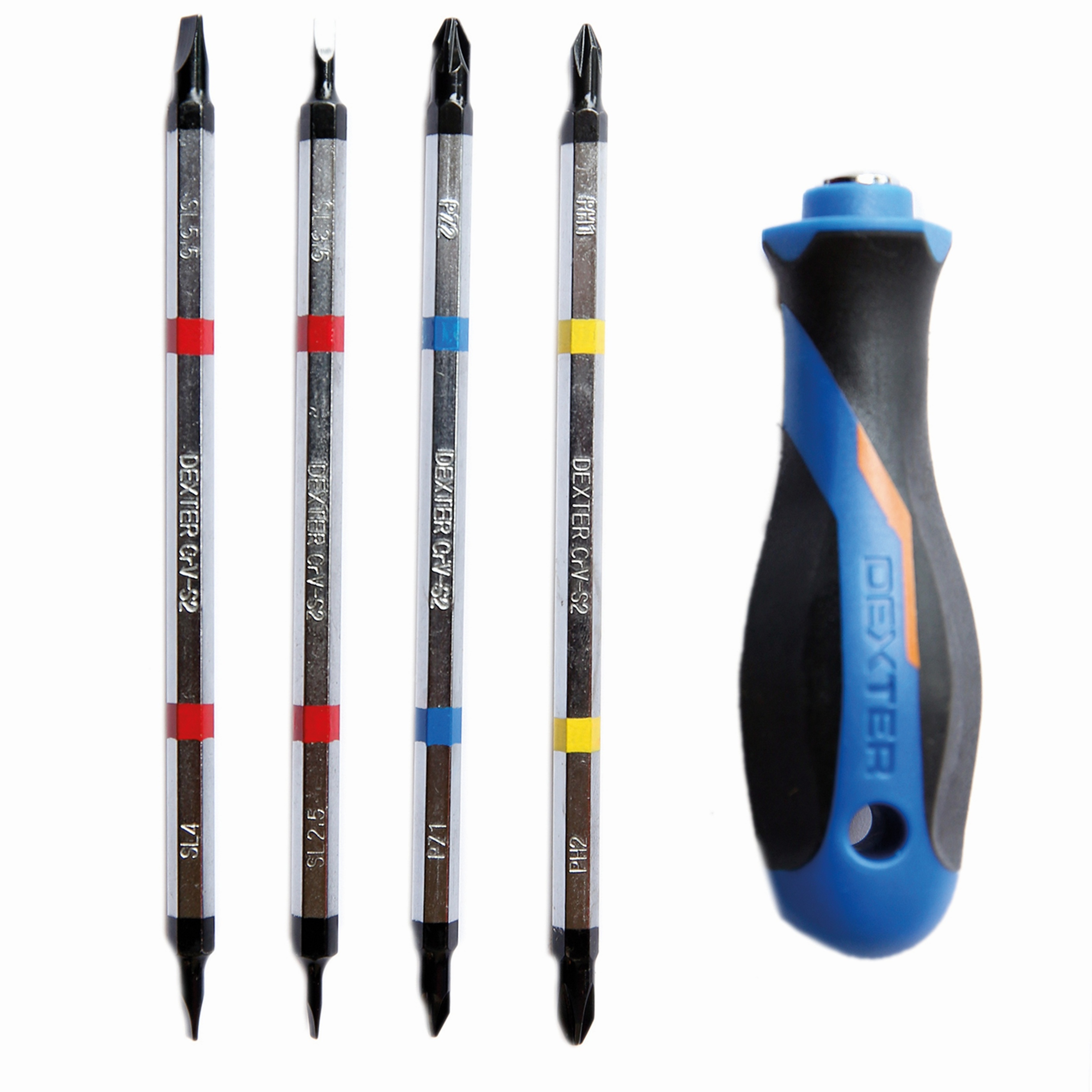 Conjunto 4 pontas duplas DEXTER PLANO, PHILLIPS E POZIDRIVE - 12