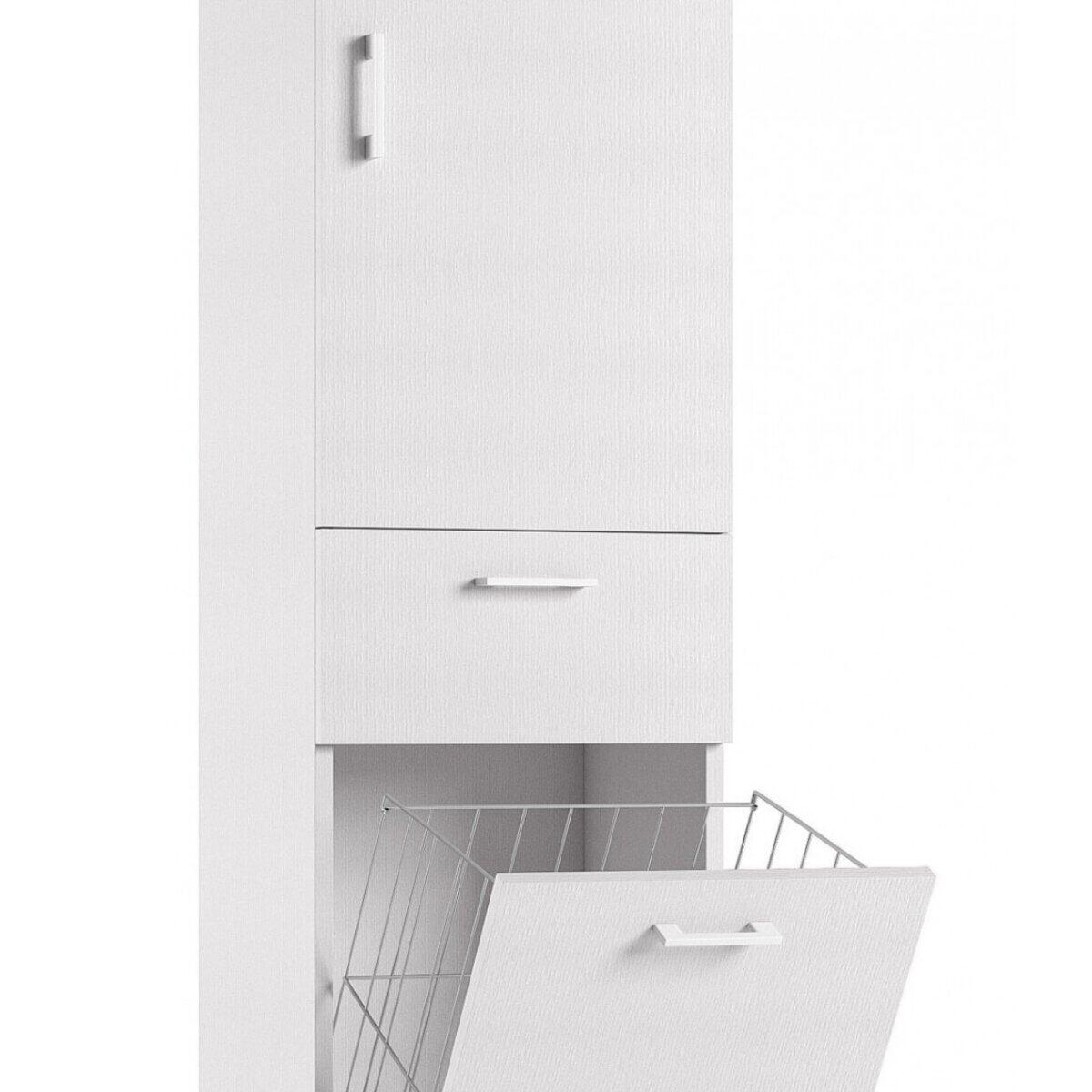 Mobile lavanderia con cesto portabiancheria Laundry 1 cassetto 2 ante in truciolare bianco P 32 x L 45 x H 195 cm - 5