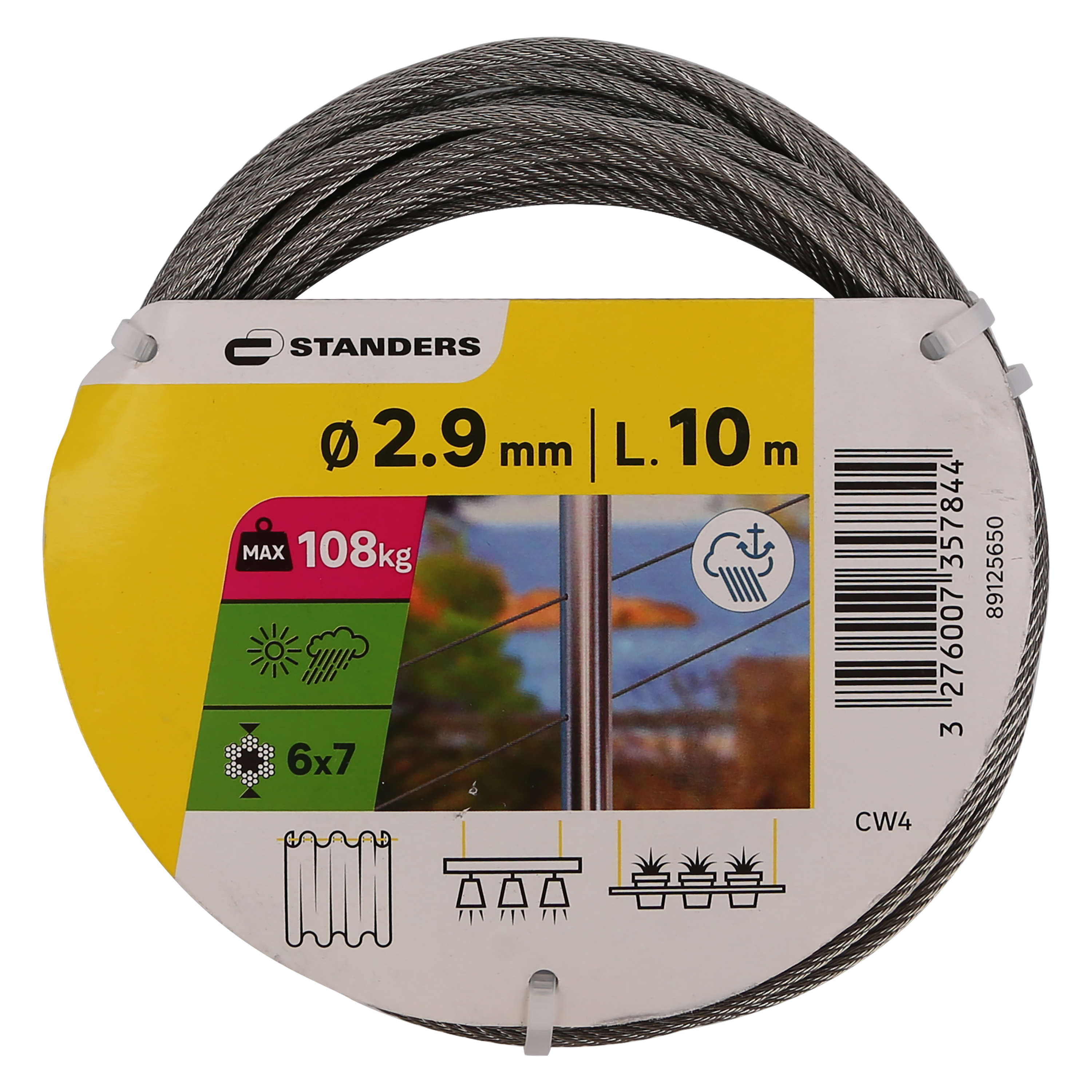 Câble nu acier STANDERS, Diam.2.9 mm x L.10 m - 7