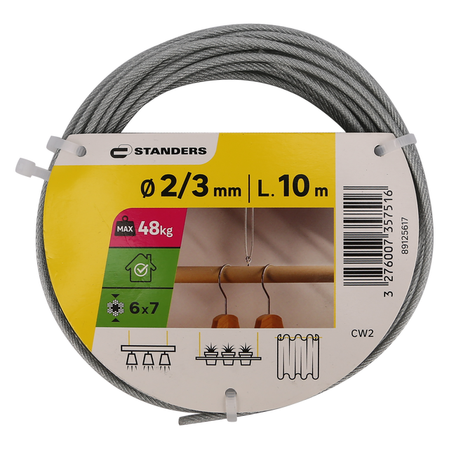 Cabo aço zincado revestido com PVC 2/3mm 10 metros