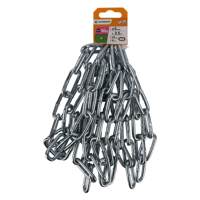 Catena Acciaio Inox 304 Da 5m - Spessore 1,5mm Con Moschettoni Per Recinzione, Sollevamento E Sicurezza - Foto 2