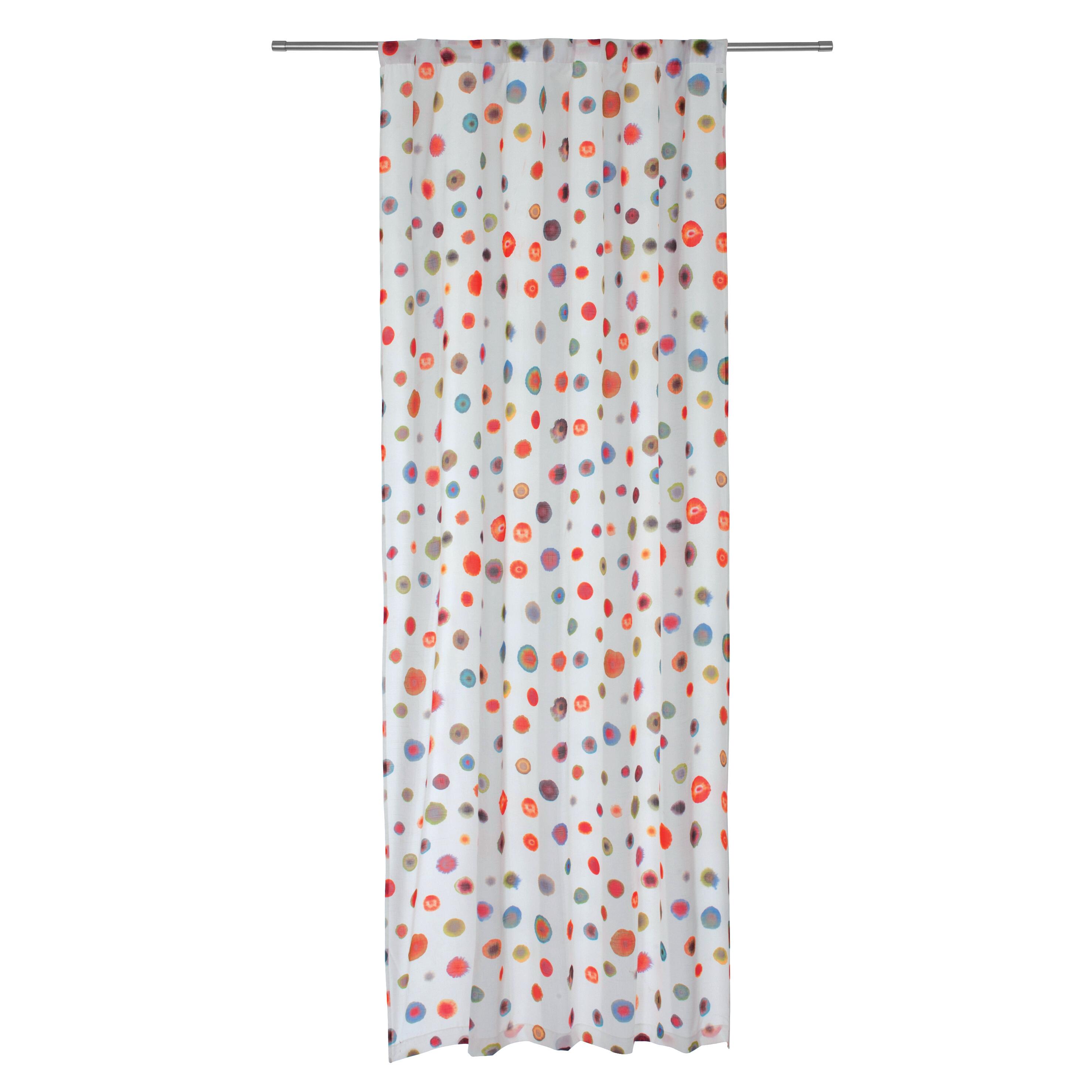 Tenda Kasai bianca con pois a colori, fettuccia e passanti nascosti 140x290 cm - 2