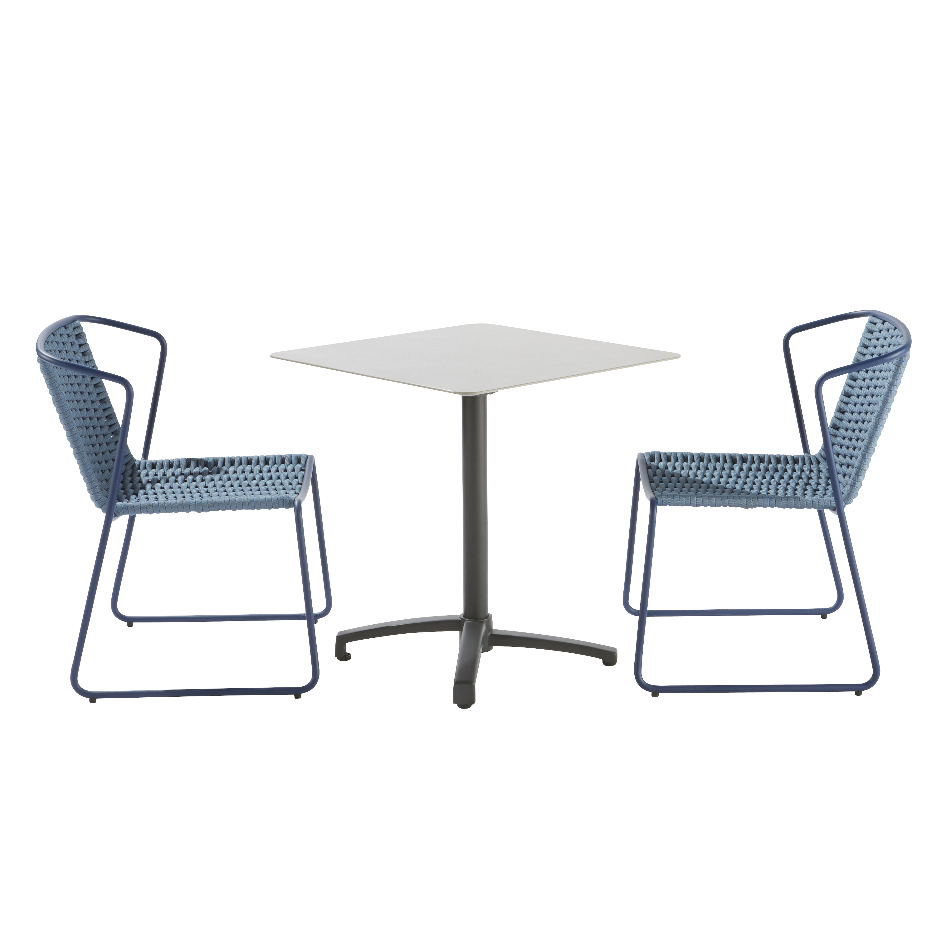 Silla de jardín naterial livia rope de aluminio azul