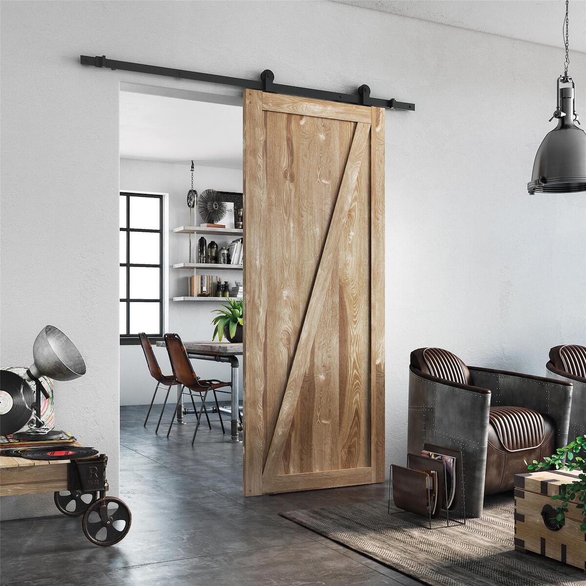 Guía puerta corredera aluminio negro Industrial recortable pared 180cm Artens - 24