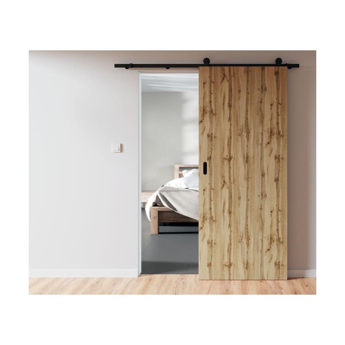 Guía puerta corredera aluminio negro Industrial recortable pared 180cm Artens - 22