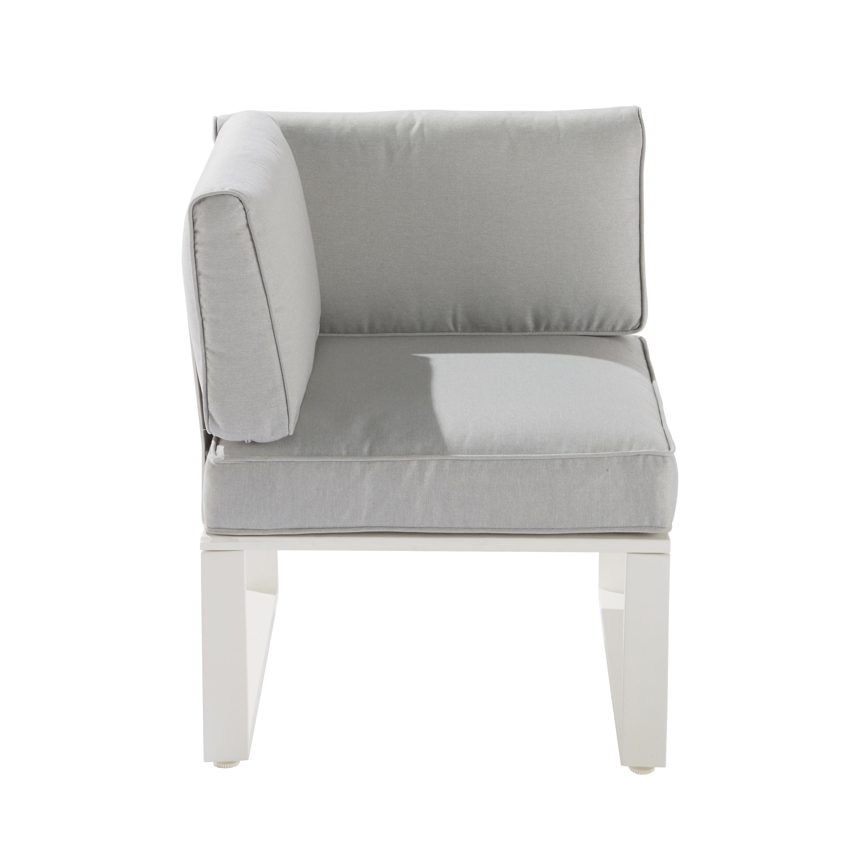 Salotto da giardino angolare per 7 persone bianco Odyssea NATERIAL con cuscini in poliestere grigio - 10