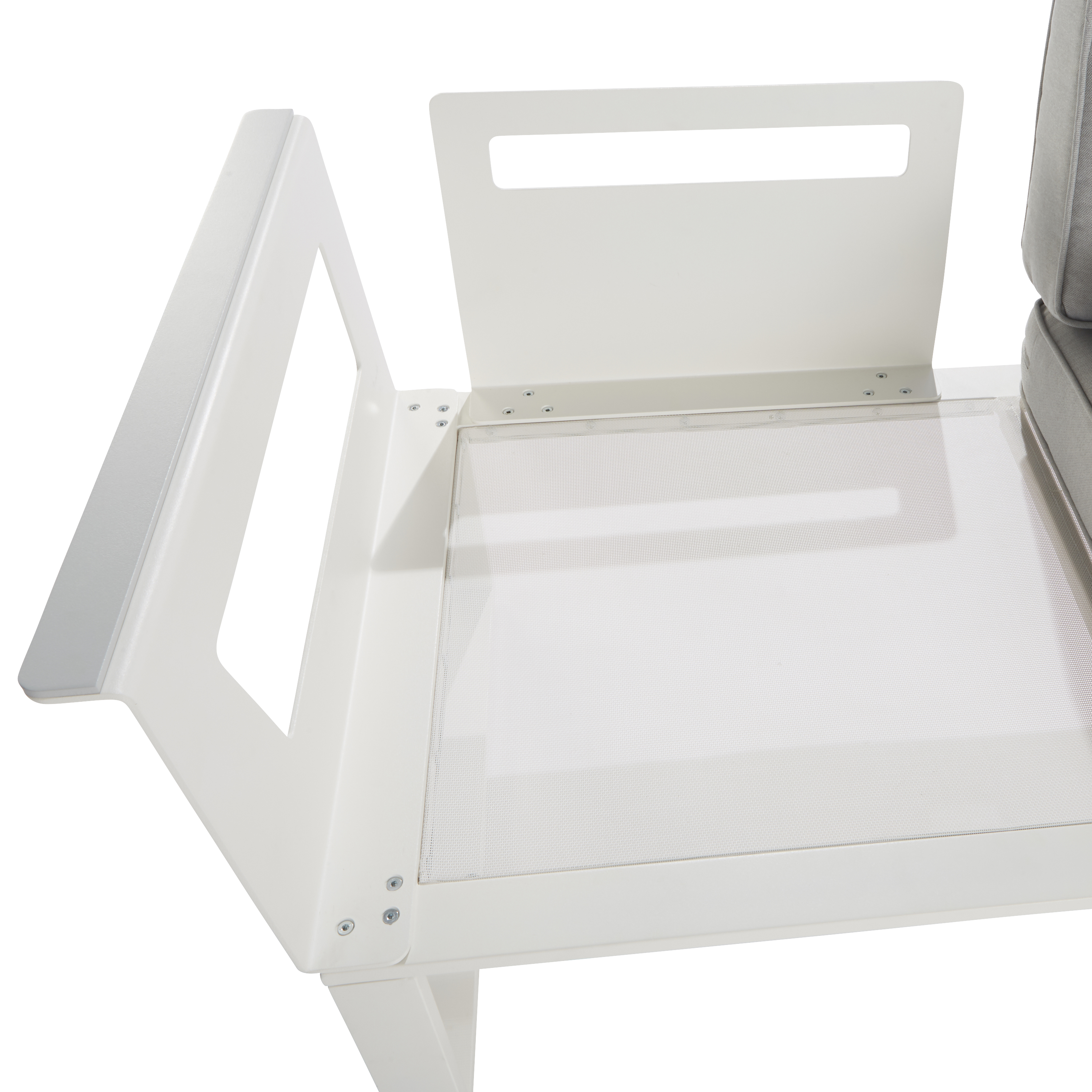 Salotto da giardino angolare per 7 persone bianco Odyssea NATERIAL con cuscini in poliestere grigio - 20