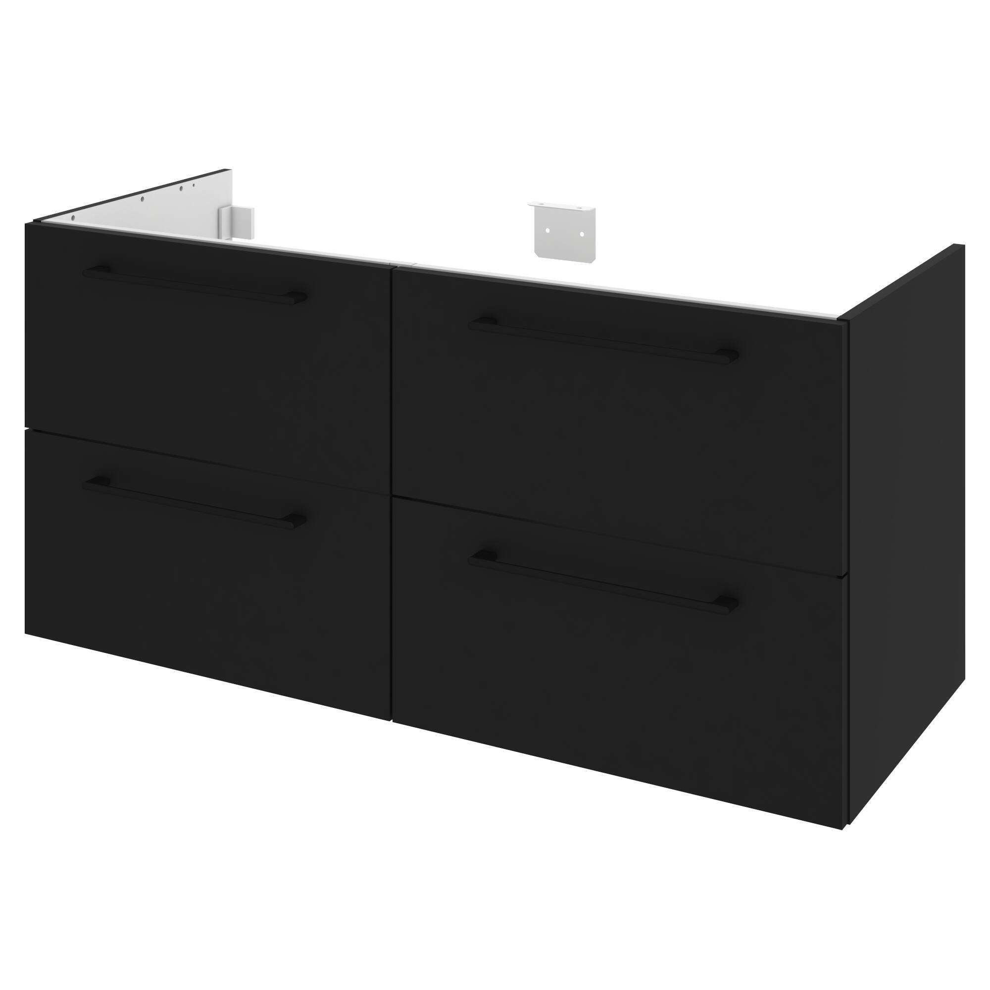 Szafka łazienkowa 4 szuflady + umywalka zestaw 121x49.5 cm Remix czarna Sensea