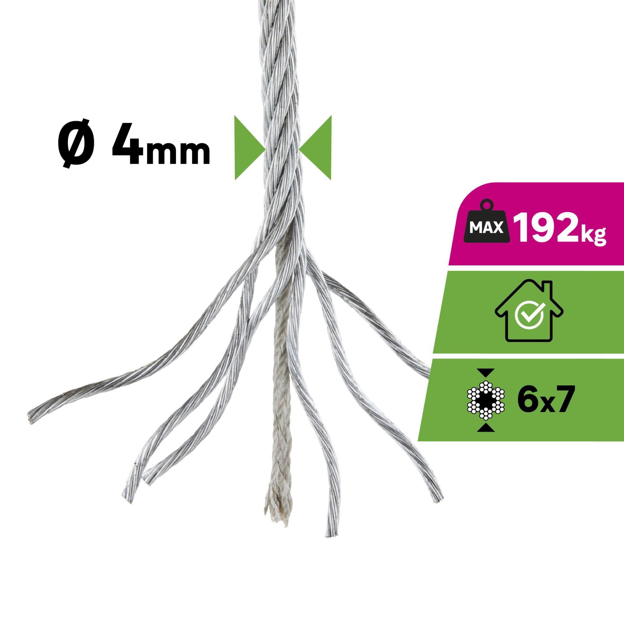 Câble nu acier STANDERS, Diam.4 mm x L.5 m - 7