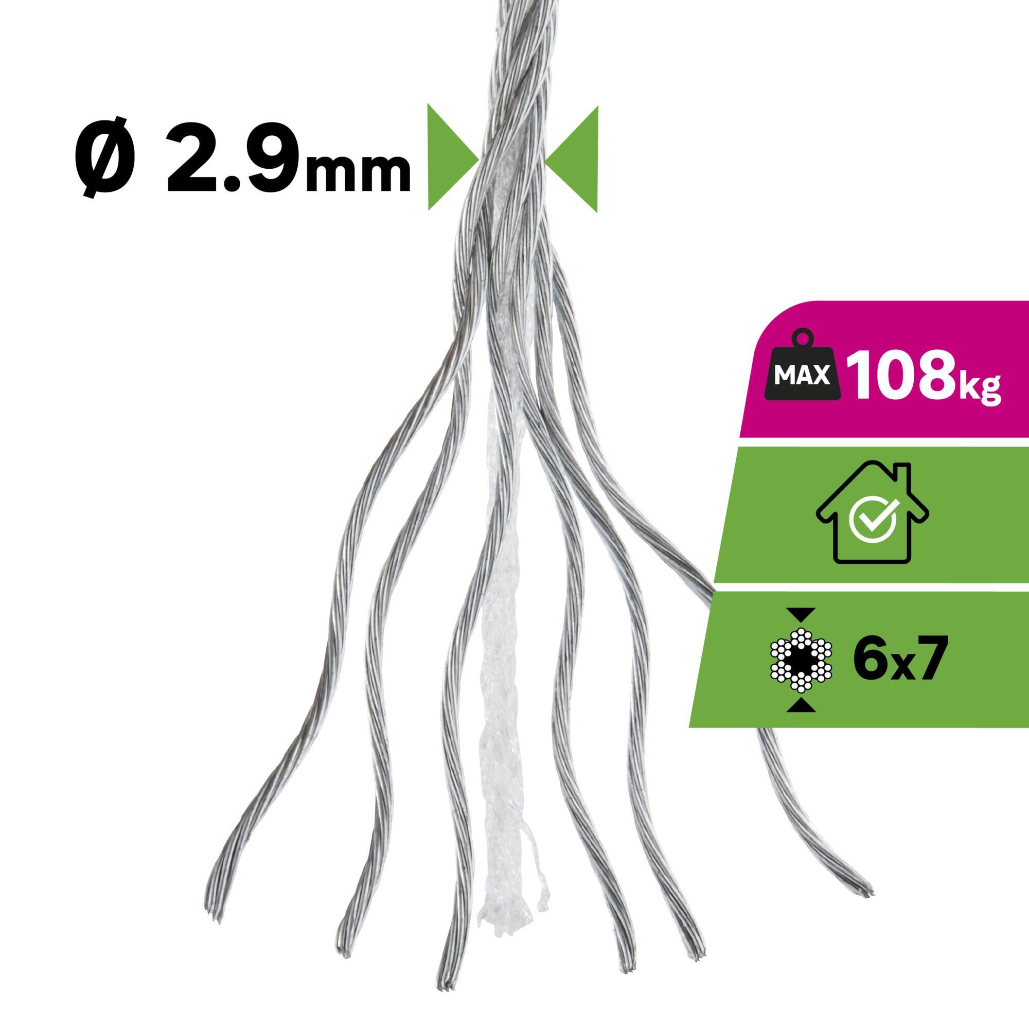 Câble nu acier STANDERS, Diam.2.9 mm x L.10 m - 10