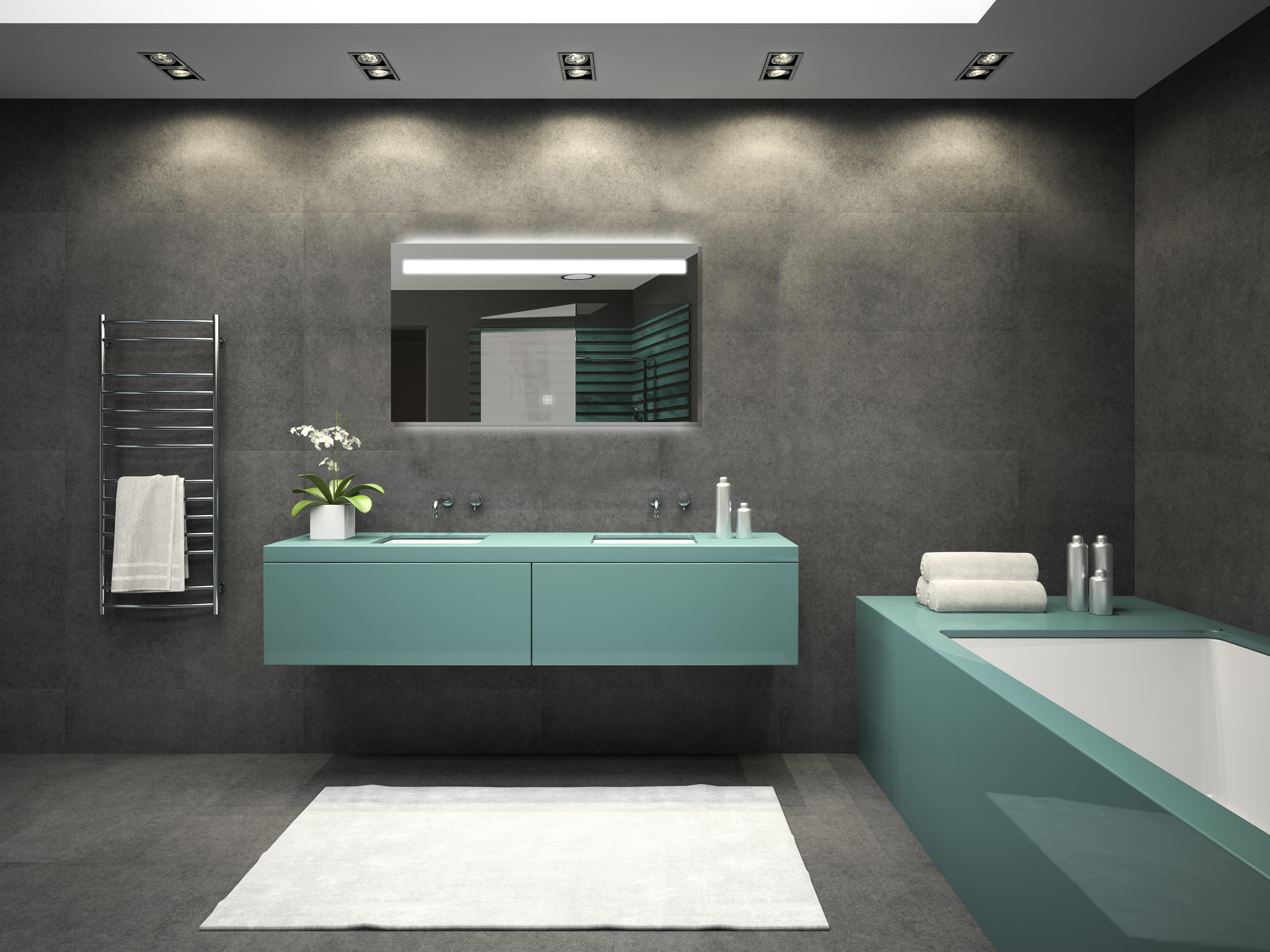 Miroir lumineux l.120 x H.70 cm Portland,Tactile, Variateur intensité et couleur - 4