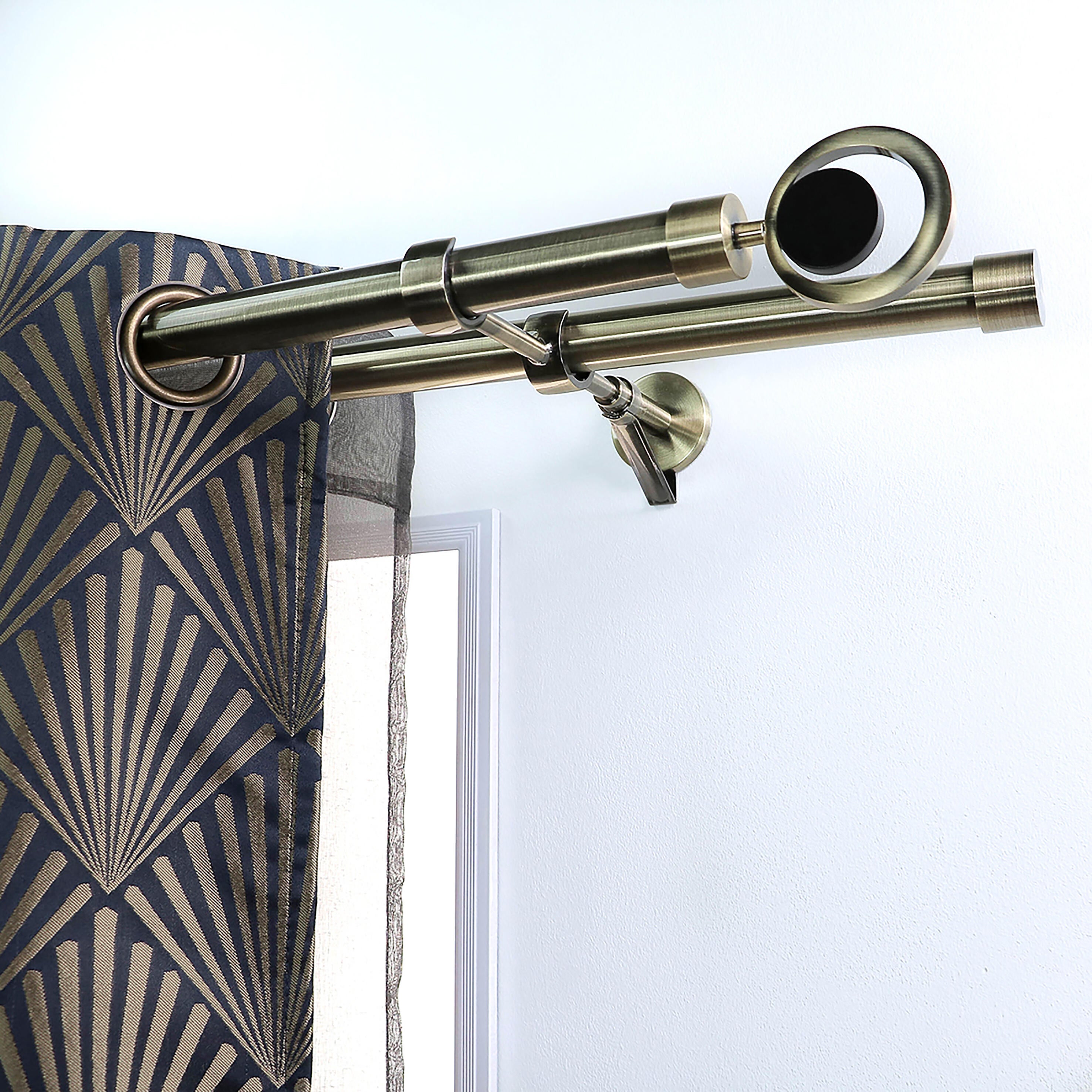 1 Soporte a pared para 2 barras diámetro 28 mm Glamour MOBOIS acero bronce envejecido extensible 11.5-21.5 cm - 2