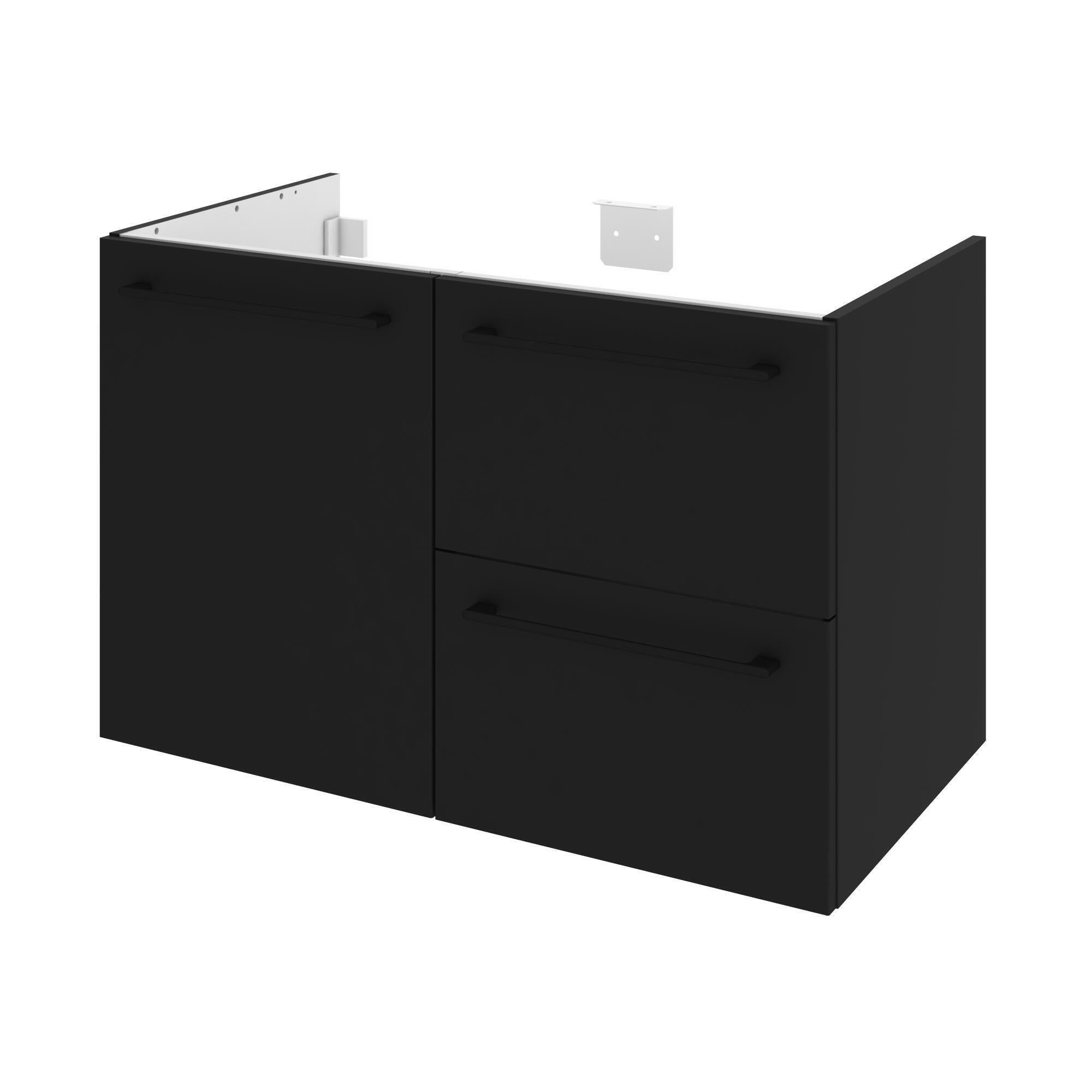 Szafka łazienkowa drzwiczki + 2 szuflady + umywalka zestaw 91x49.5 cm Remix czarna Sensea