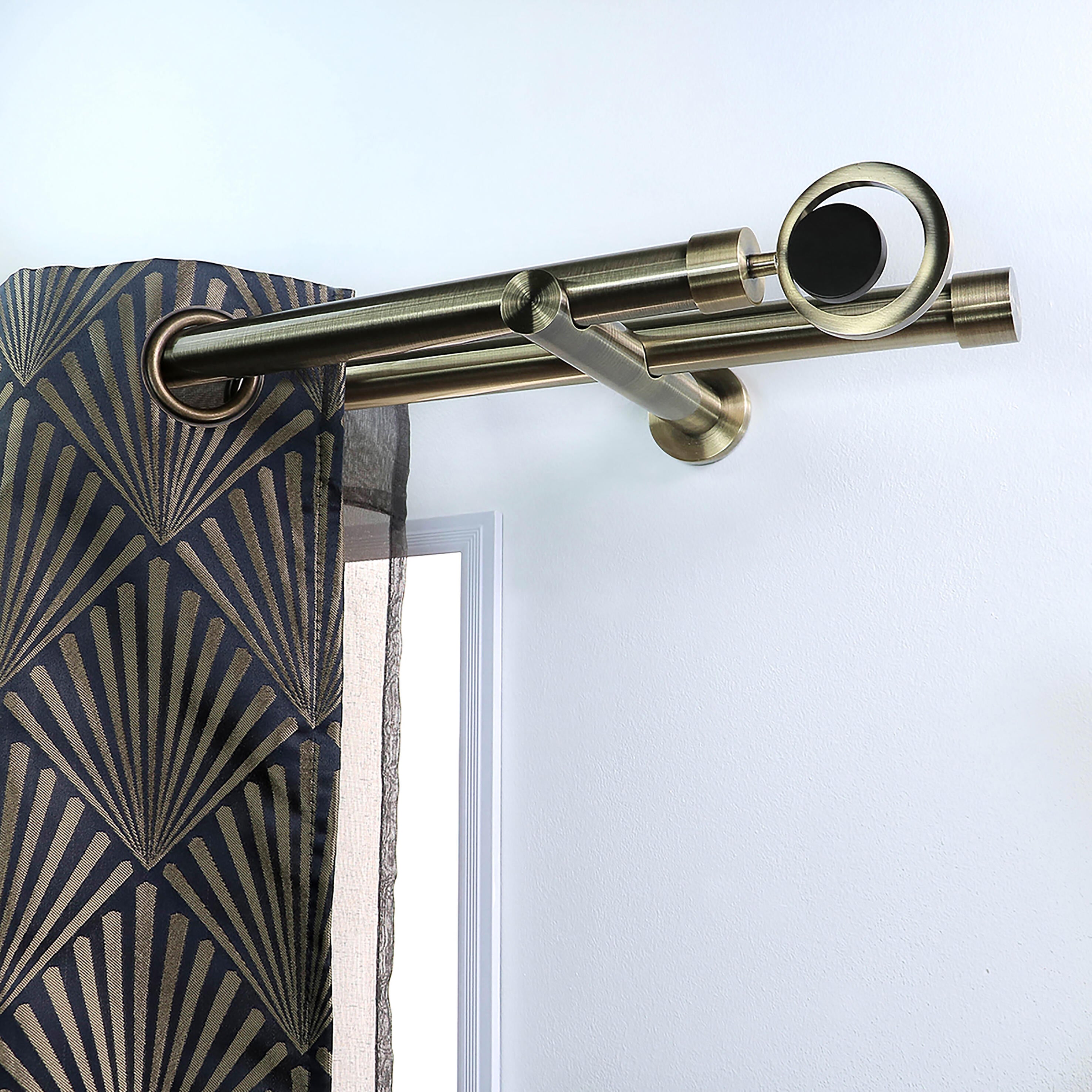 1 Soporte extensible a pared para 2 barras diámetro 28 mm Glamour MOBOIS acero doré envejecido extensible 9.5-17.5 cm - 3