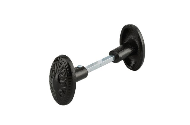 2 boutons de porte en fonte, carré 6mm, fourreau adaptateur 7mm, noir THIRARD