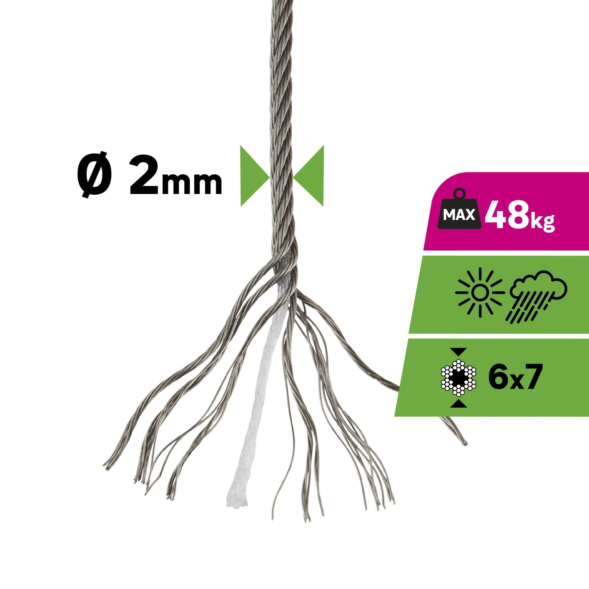 Câble nu acier inoxydable STANDERS, Diam.2 mm x L.10 m - 6