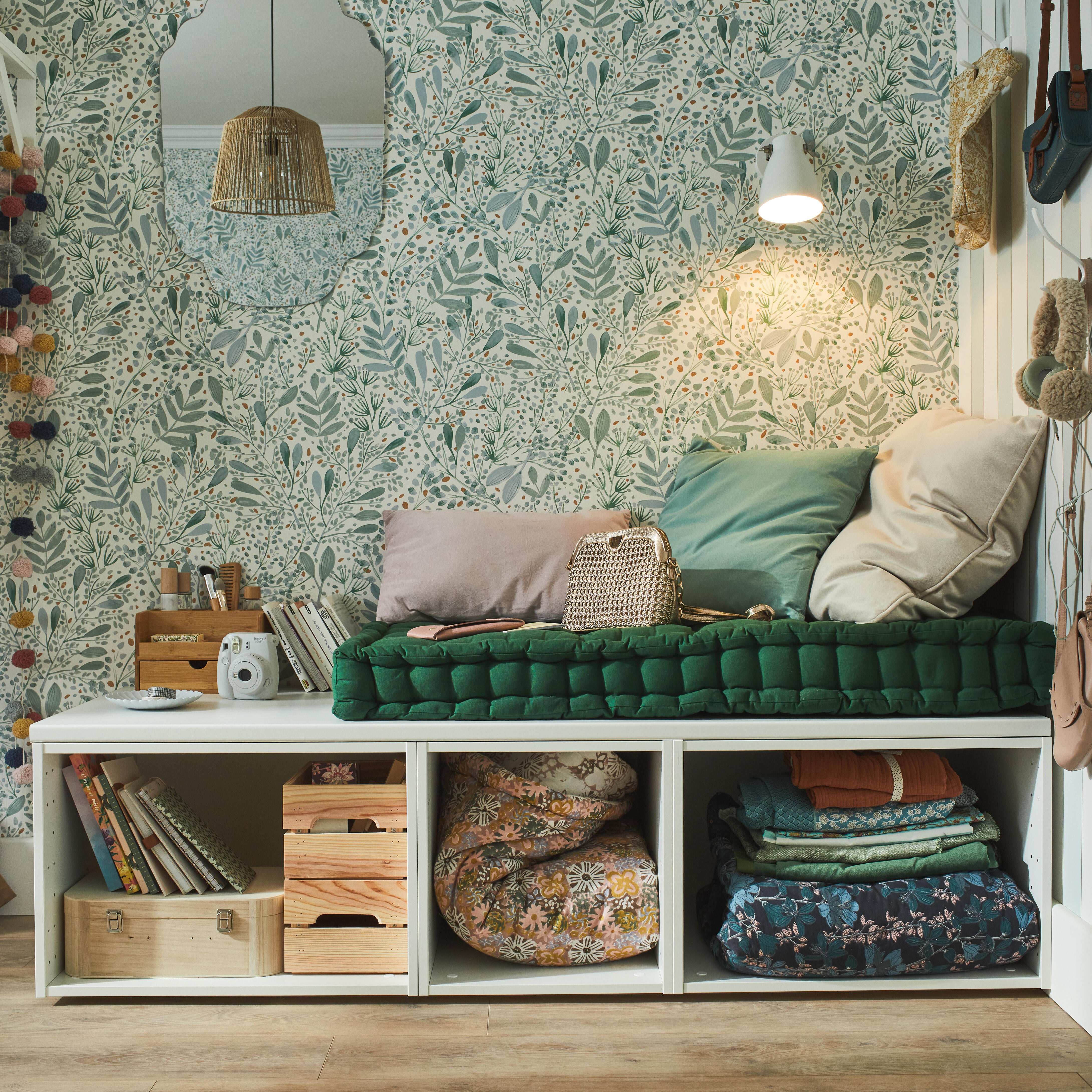Papel pintado vinilo aplicación cola en pared Naturaleza Primavera verde  CASELIO 53cmx10.05m limpìeza con paño húmedo - 9