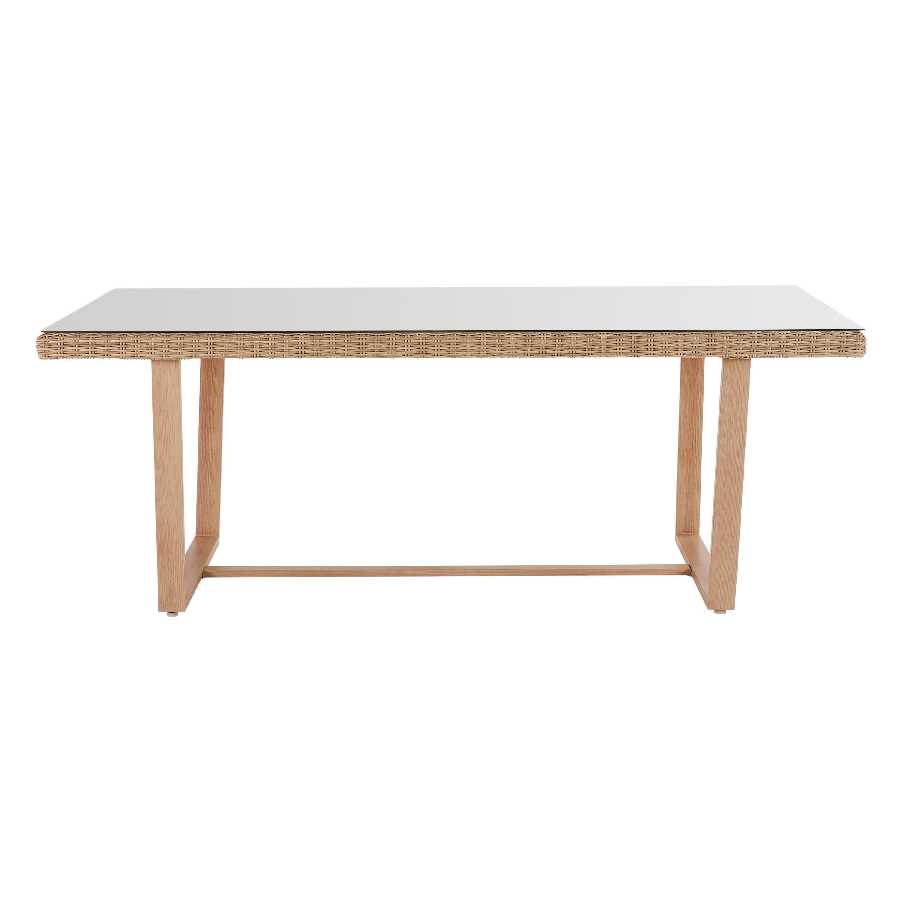 Tavolo da pranzo per giardino Medena NATERIAL in alluminio con piano in vetro beige per 6 persone 100x200cm - 22