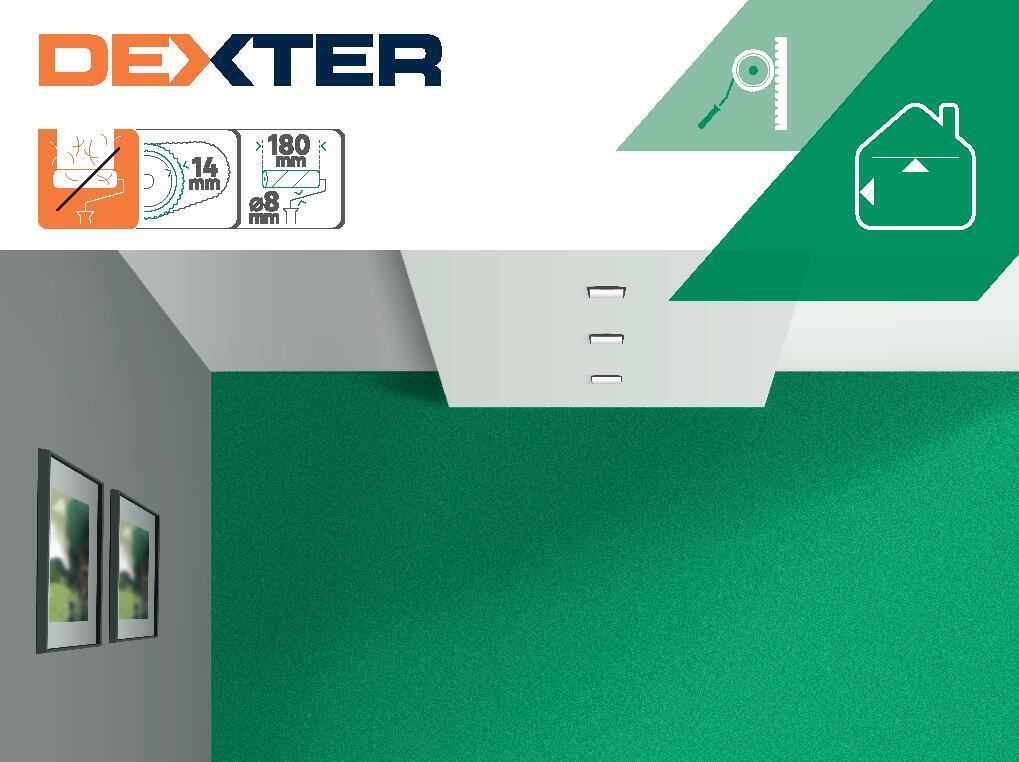 Rodillo para pintar superficies rugosas DEXTER PRO de 180 mm de anchura, 55 mm de diámetro, pelo largo (más de 12 mm). Fibra de poliamida. Varilla de aluminio. - 7